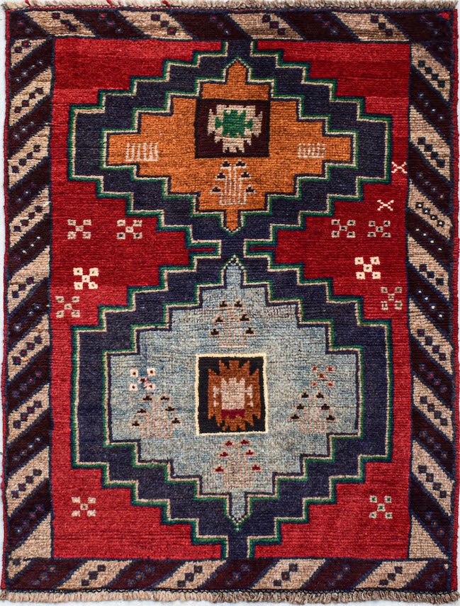 Handmade Tribal Afghan Rug | 112 x 72 cm | 3'8" x 2'7" - Najaf Rugs & Textile