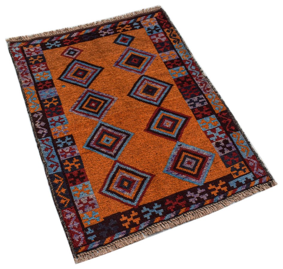 Handmade Tribal Afghan Rug | 114 x 81 cm | 3'9" x 2'8" - Najaf Rugs & Textile