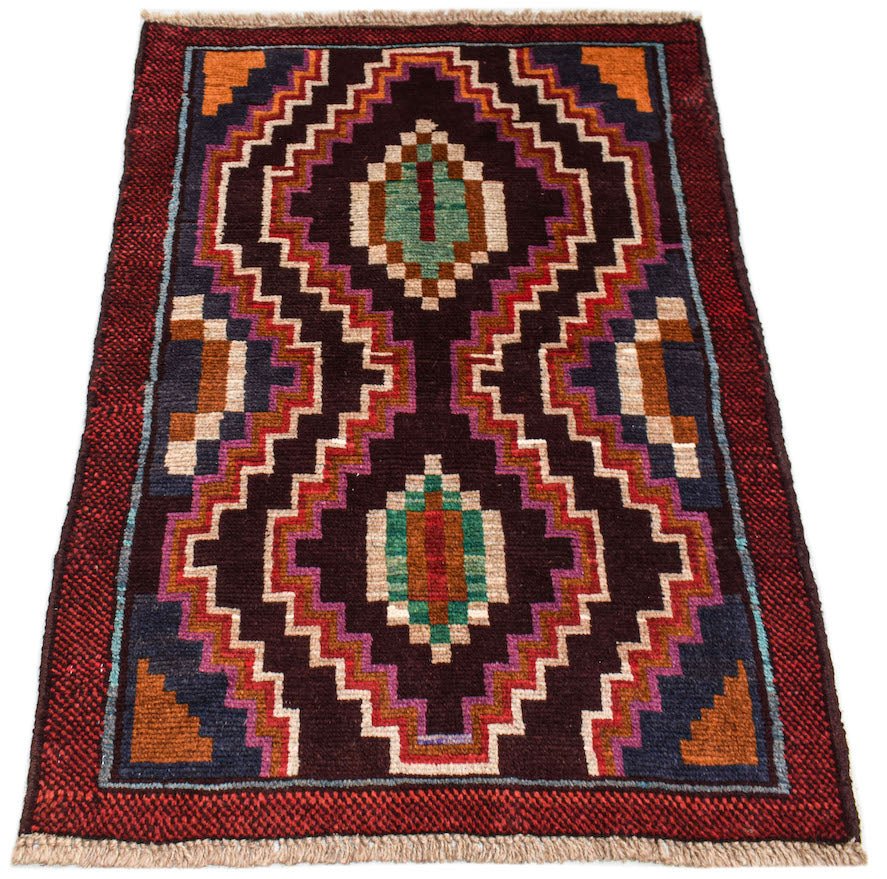 Handmade Tribal Afghan Rug | 114 x 83 cm | 3'9" x 2'9" - Najaf Rugs & Textile