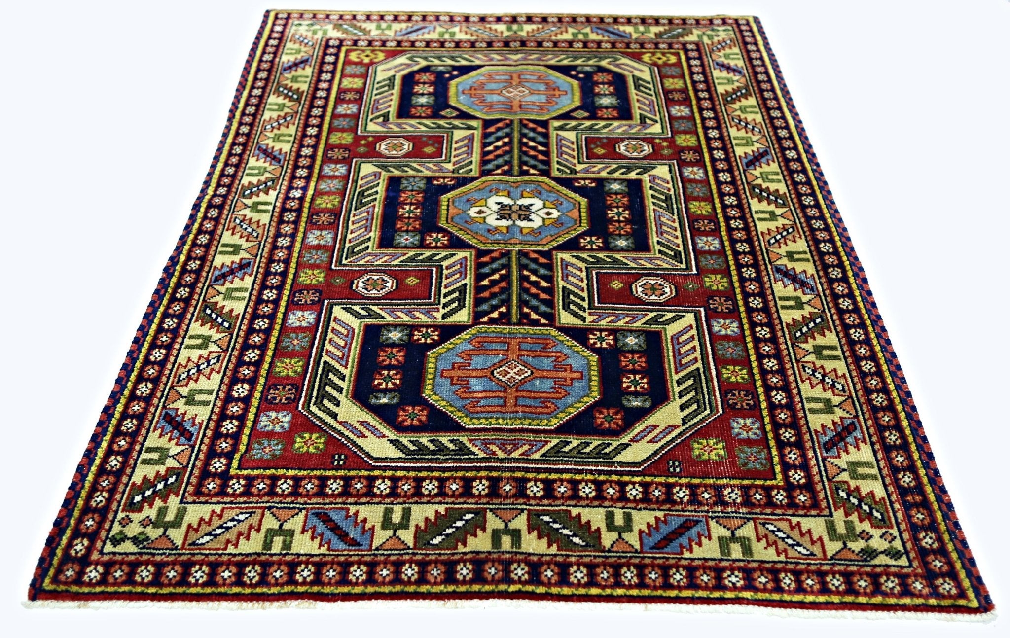 Handmade Vintage Turkish Rug | 197 x 144 cm | 6'6