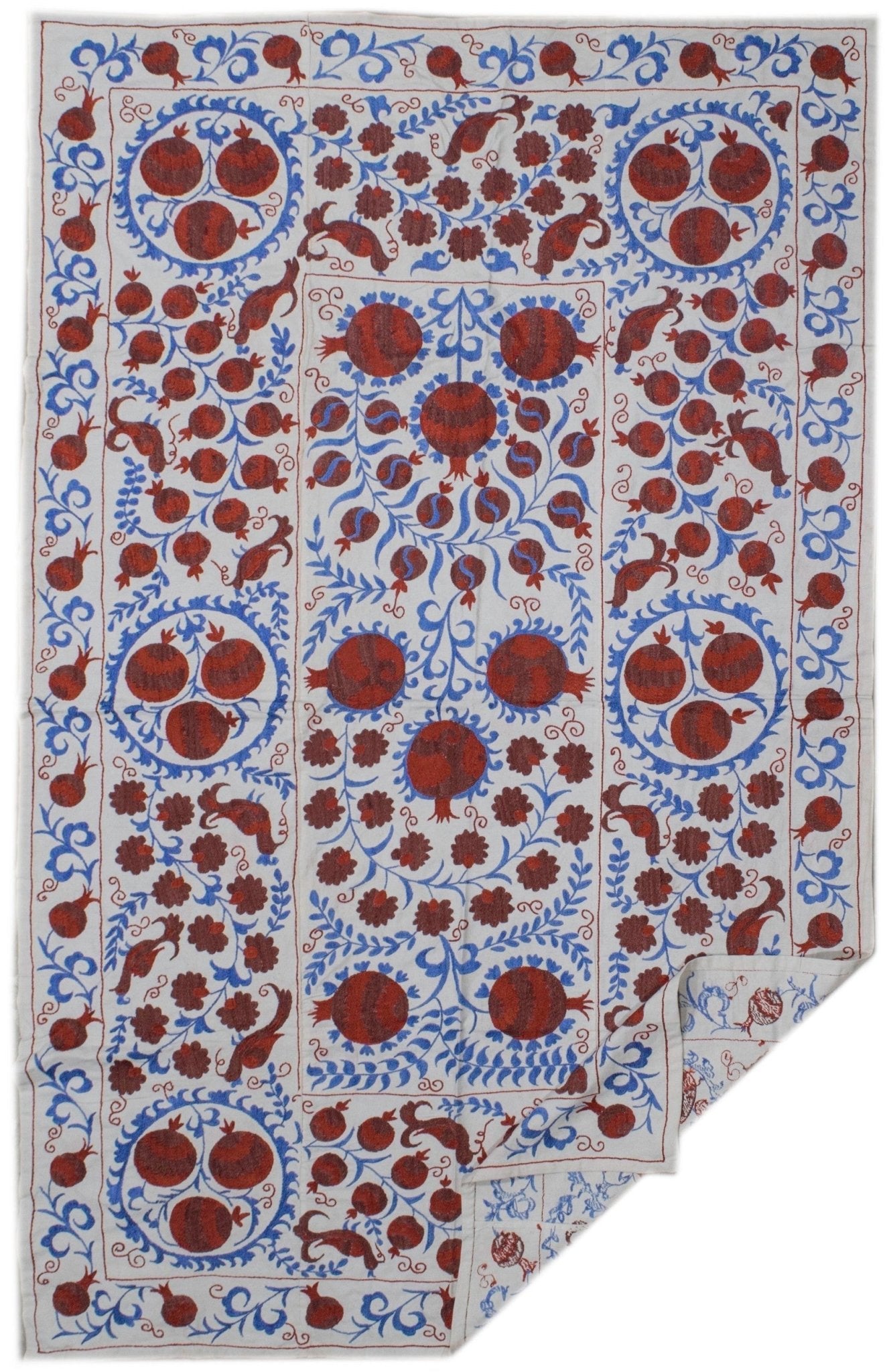 Handmade Viscose Silk Uzbek Suzani | 211 x 134 cm - Najaf Rugs & Textile