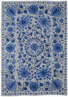 Handmade Viscose Silk Uzbek Suzani | 237 x 175 cm - Najaf Rugs & Textile