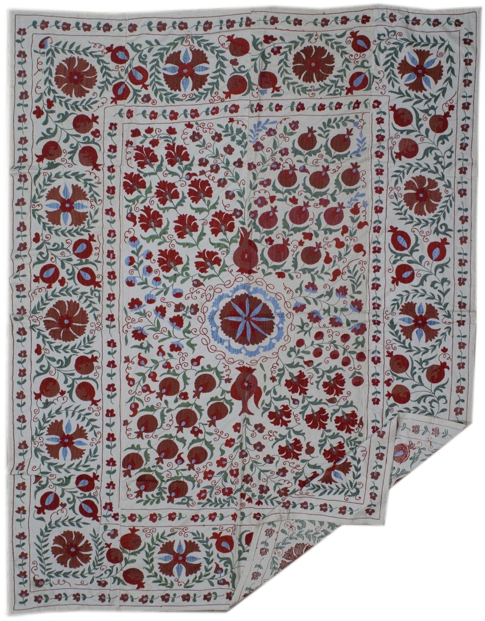 Handmade Viscose Silk Uzbek Suzani | 251 x 193 cm - Najaf Rugs & Textile