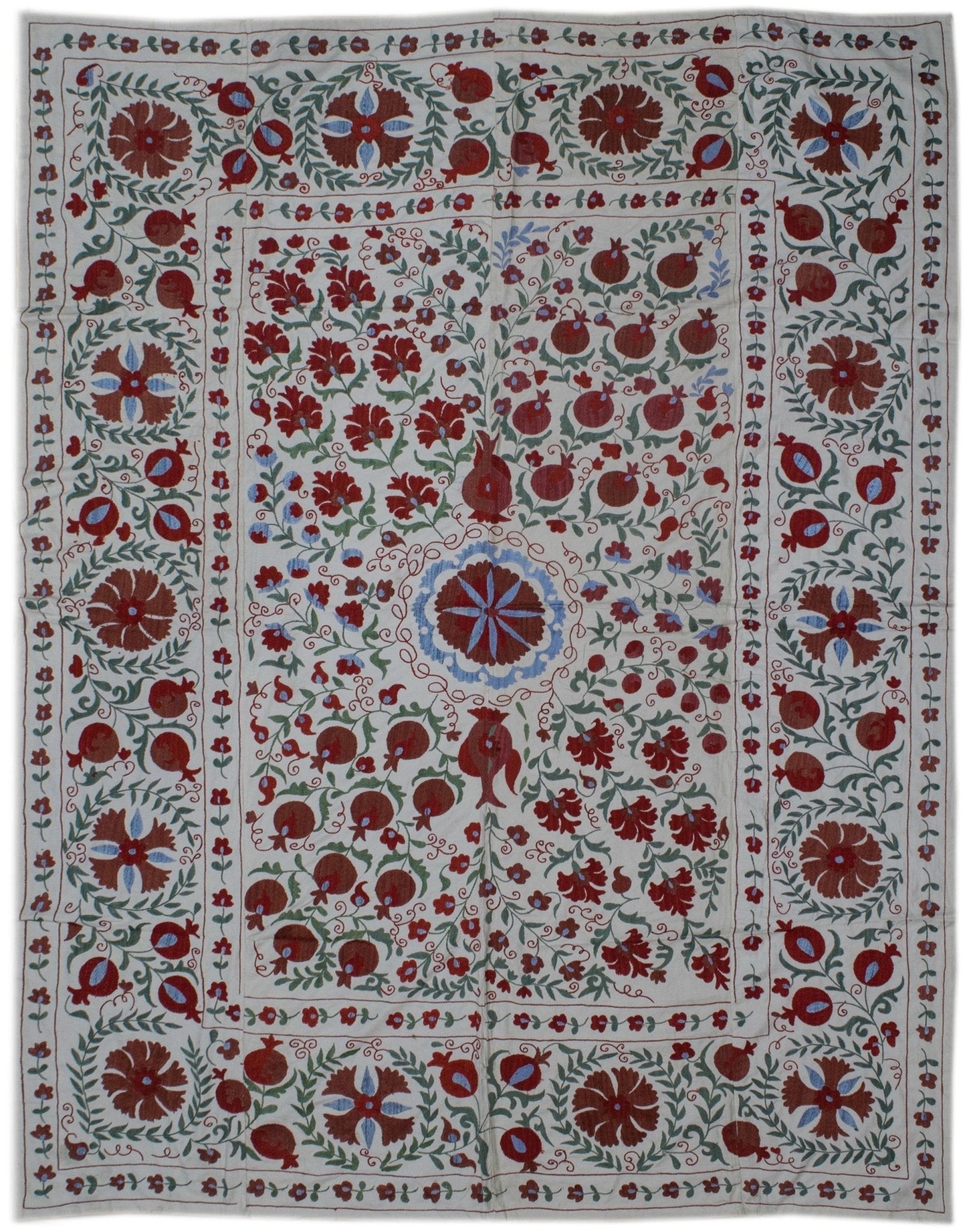 Handmade Viscose Silk Uzbek Suzani | 251 x 193 cm - Najaf Rugs & Textile