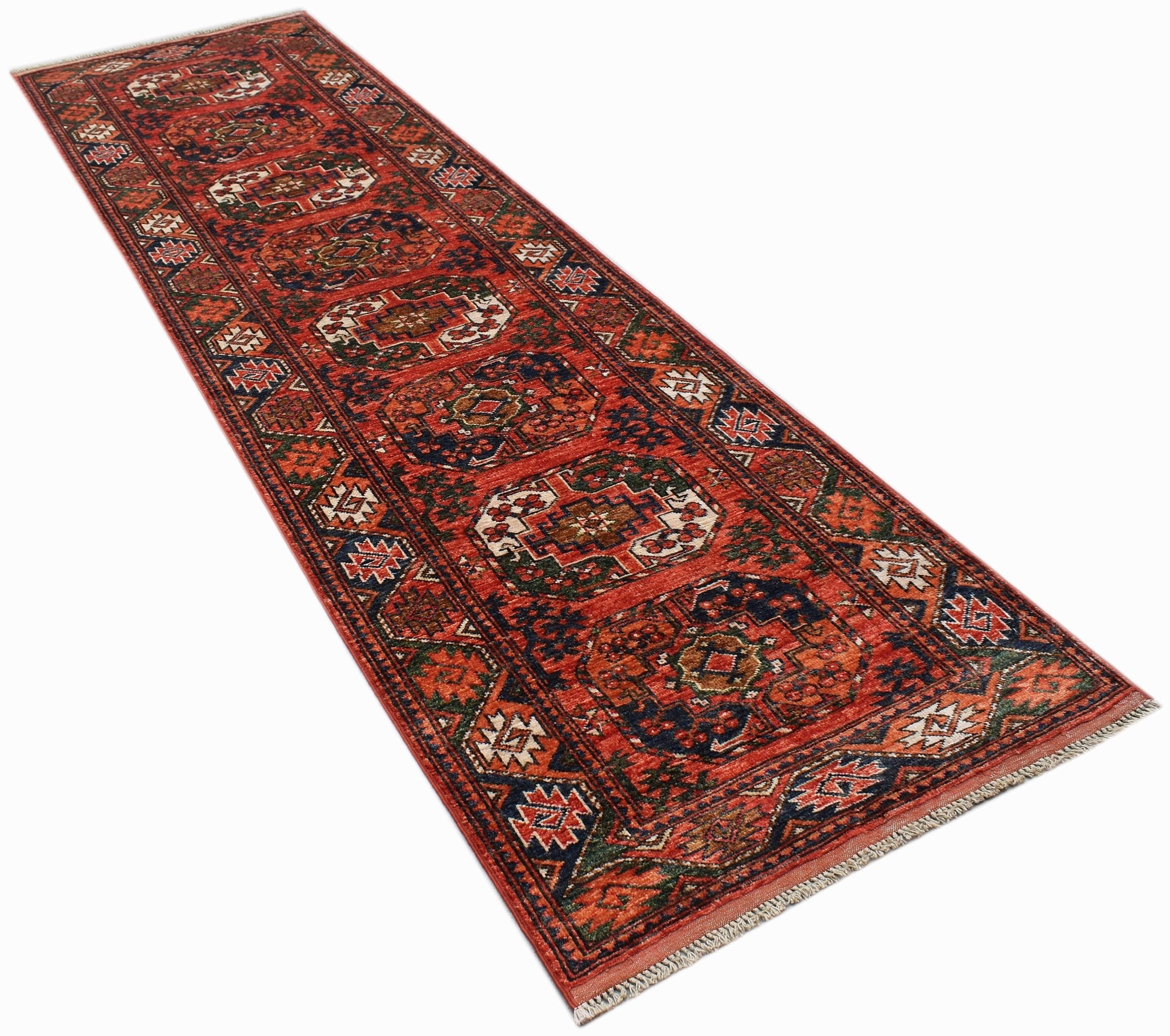 Handwoven Afghan Chobi Hallway Runner | 299 x 87 cm | 9'10" X 2' - Najaf Rugs & Textile