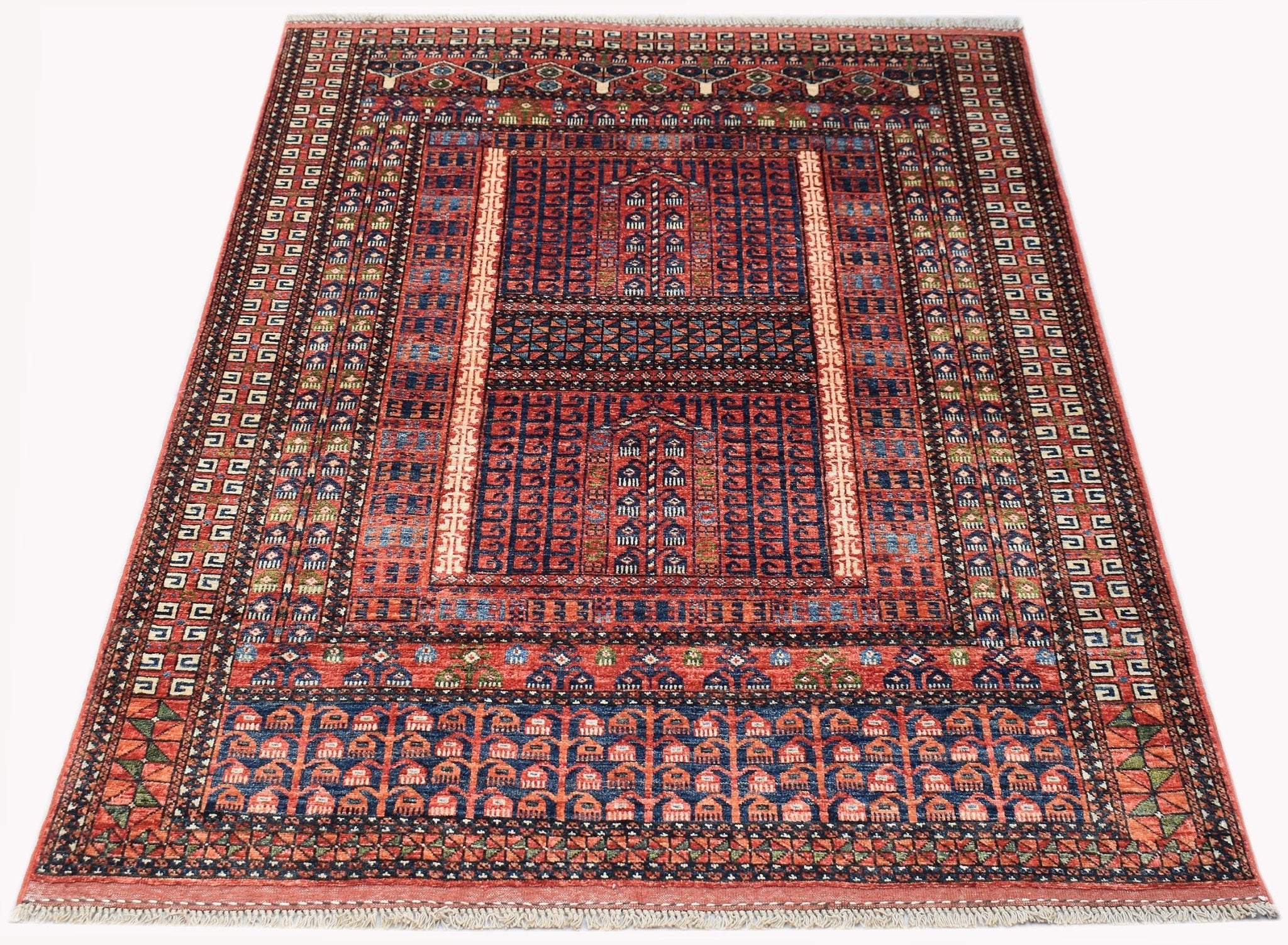 Handwoven Afghan Chobi Rug | 195 x 148 cm | 6'5" x 6'5" - Najaf Rugs & Textile