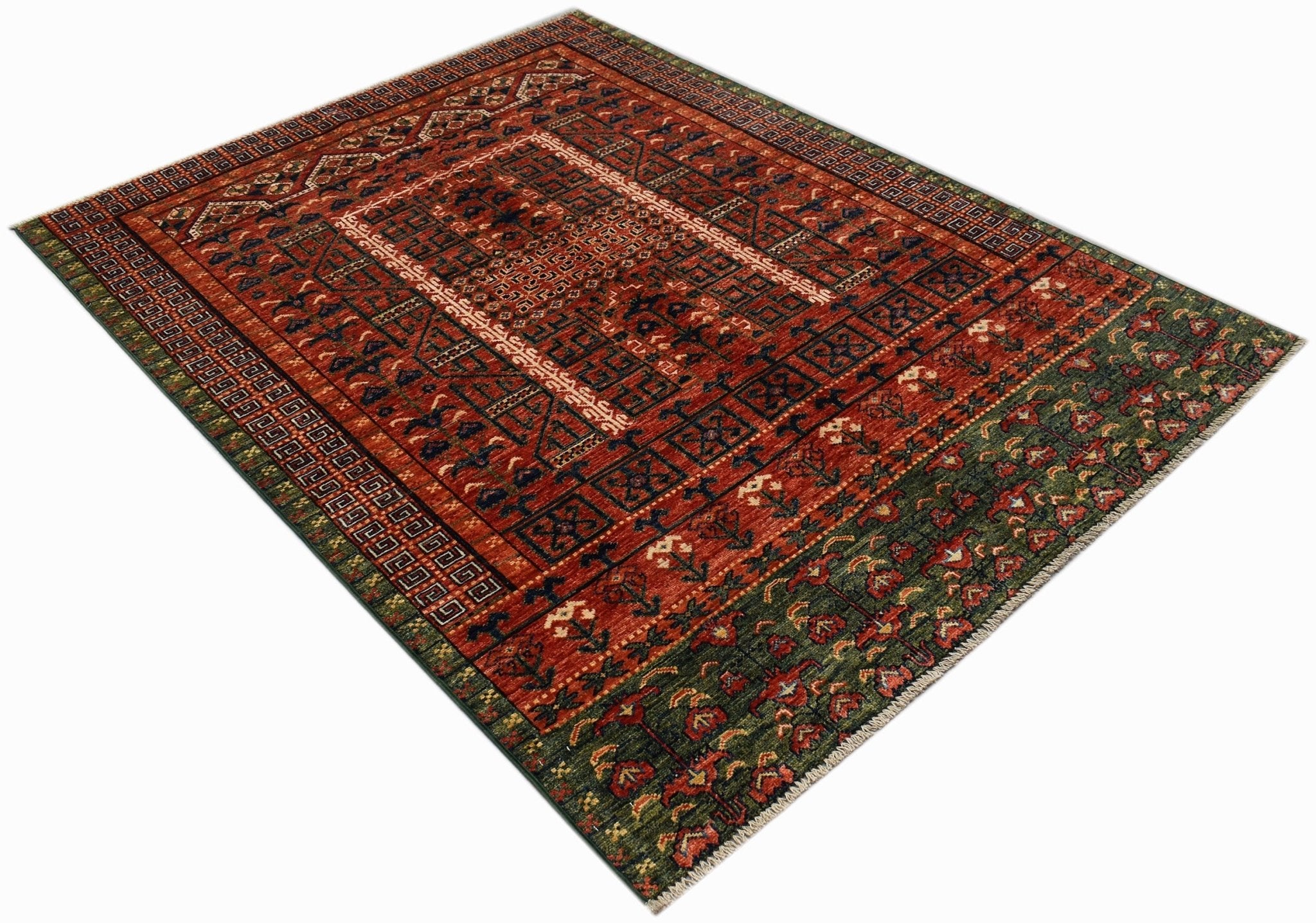 Handwoven Afghan Chobi Rug | 197 x 152 cm | 6'6" x 5' - Najaf Rugs & Textile