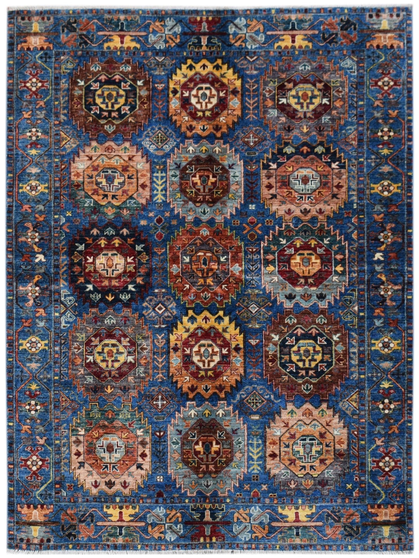 Handwoven Afghan Chobi Rug | 204 x 157 cm | 6'8" x 5'2" - Najaf Rugs & Textile