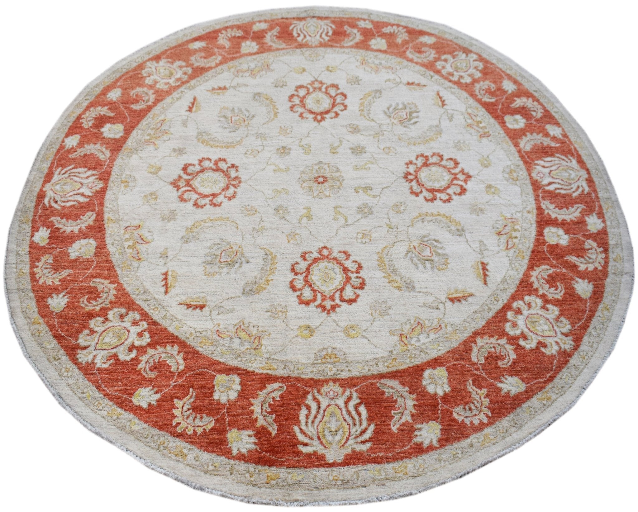 Handwoven Afghan Circular Chobi Rug | 195 x 195 cm | 6'5" x 6'5" - Najaf Rugs & Textile