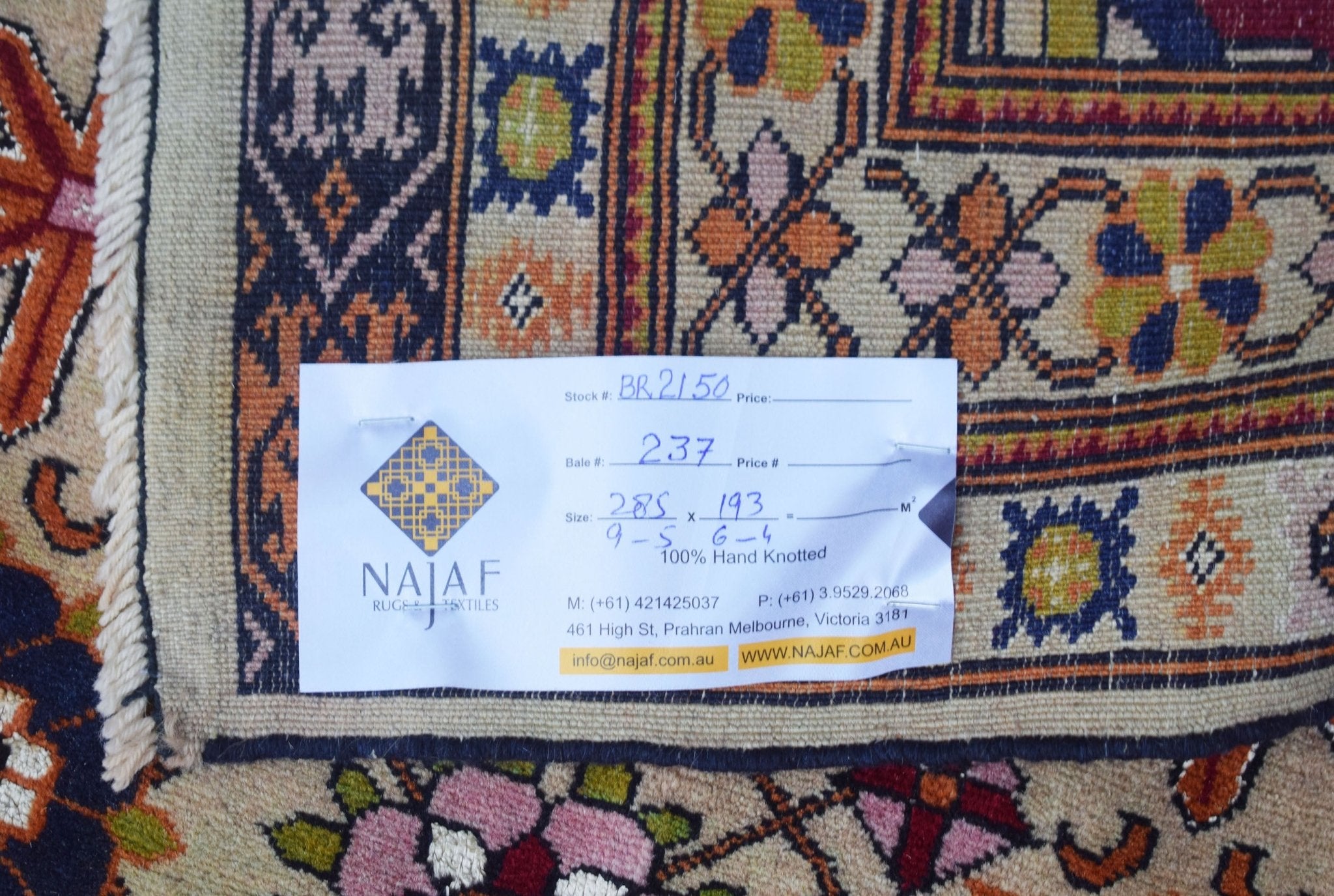 Handwoven Fine Silk Afghan Bashiri Rug | 285 x 193 cm | 9'5" x 6'4" - Najaf Rugs & Textile