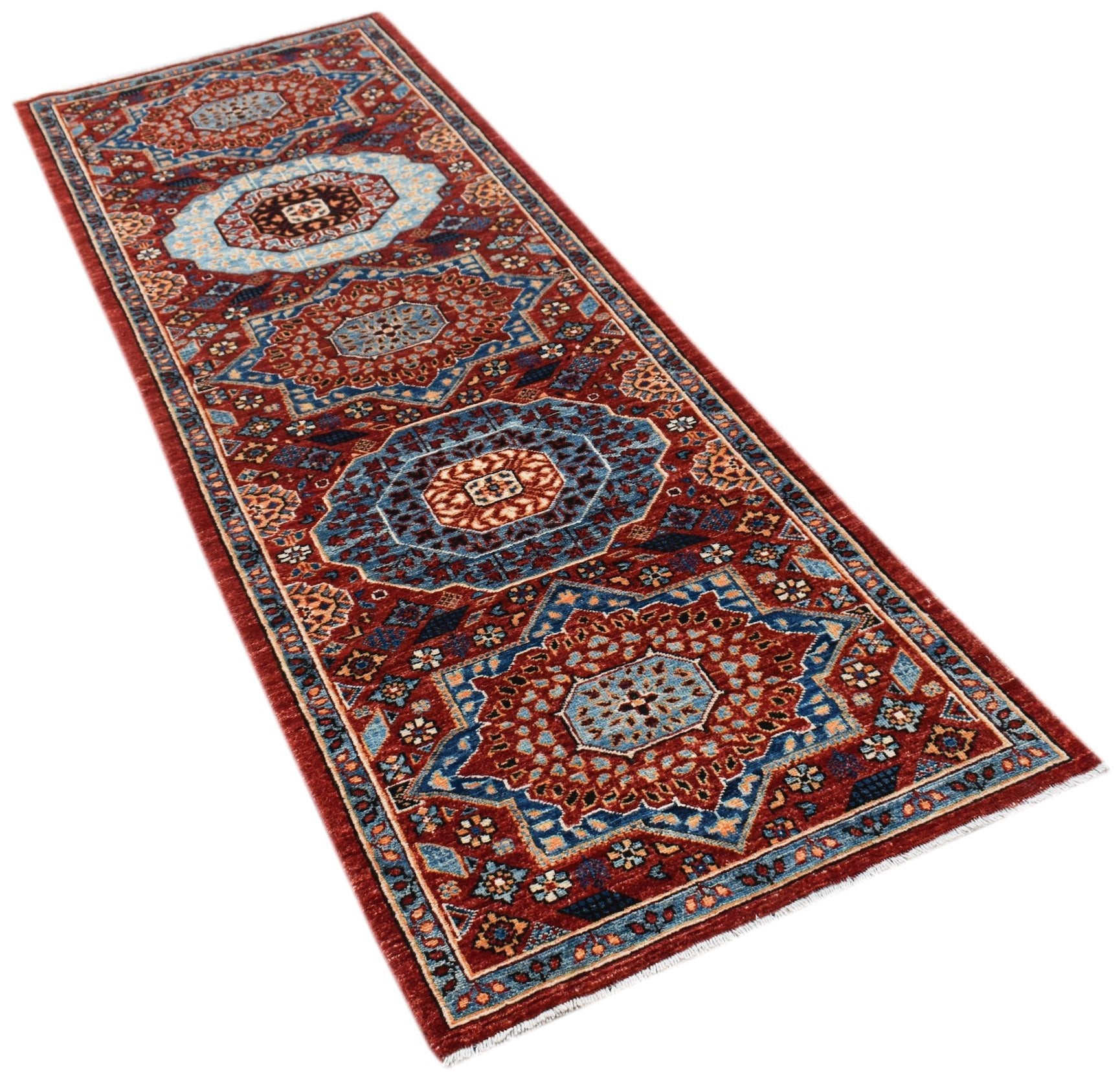 Handwoven Mamluk Chobi Hallway Runner | 234 x 80 cm | 7'8" x 2'8" - Najaf Rugs & Textile