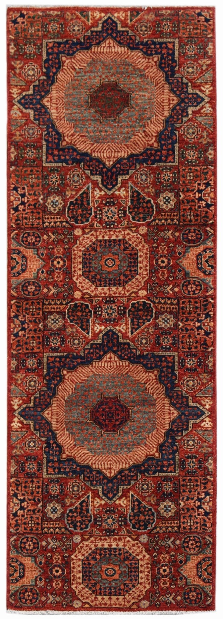 Handwoven Mamluk Chobi Hallway Runner | 240 x 77 cm | 7'11" x 2'6" - Najaf Rugs & Textile