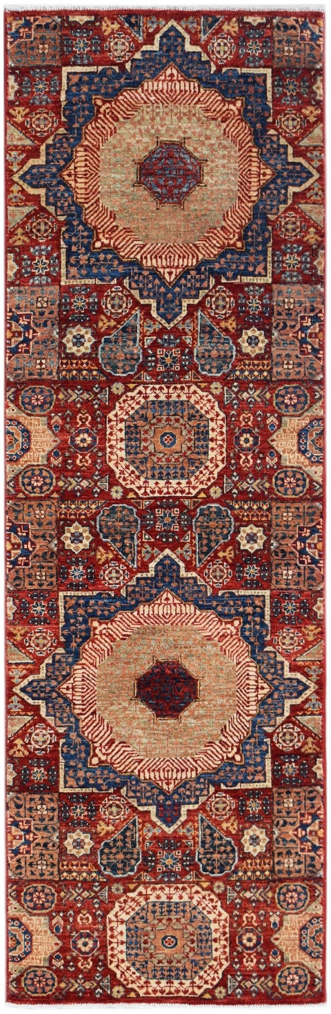 Handwoven Mamluk Chobi Hallway Runner | 241 x 70 cm | 7'11" x 2'6" - Najaf Rugs & Textile