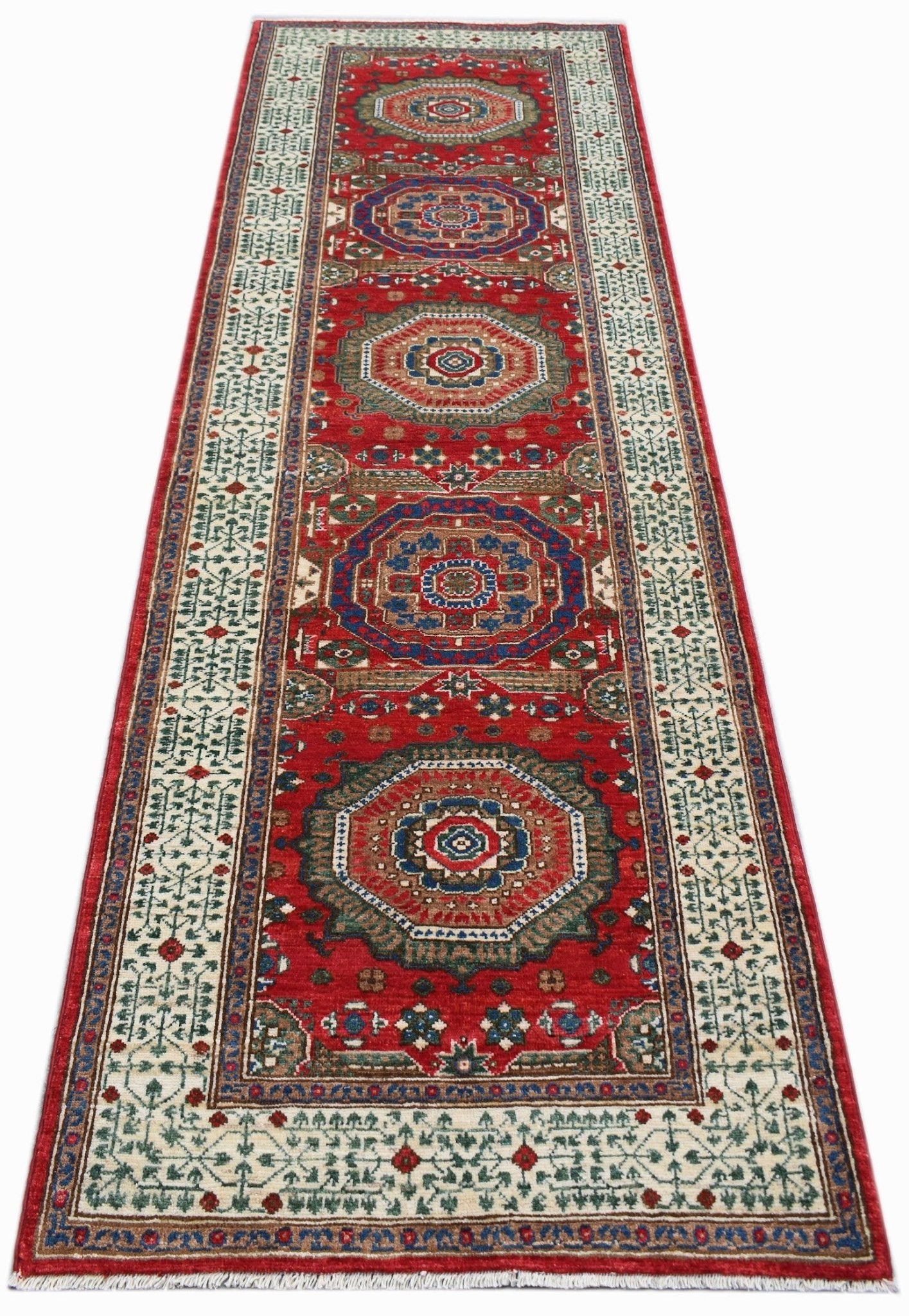 Handwoven Mamluk Chobi Hallway Runner | 273 x 86 cm | 9' x 2'10" - Najaf Rugs & Textile