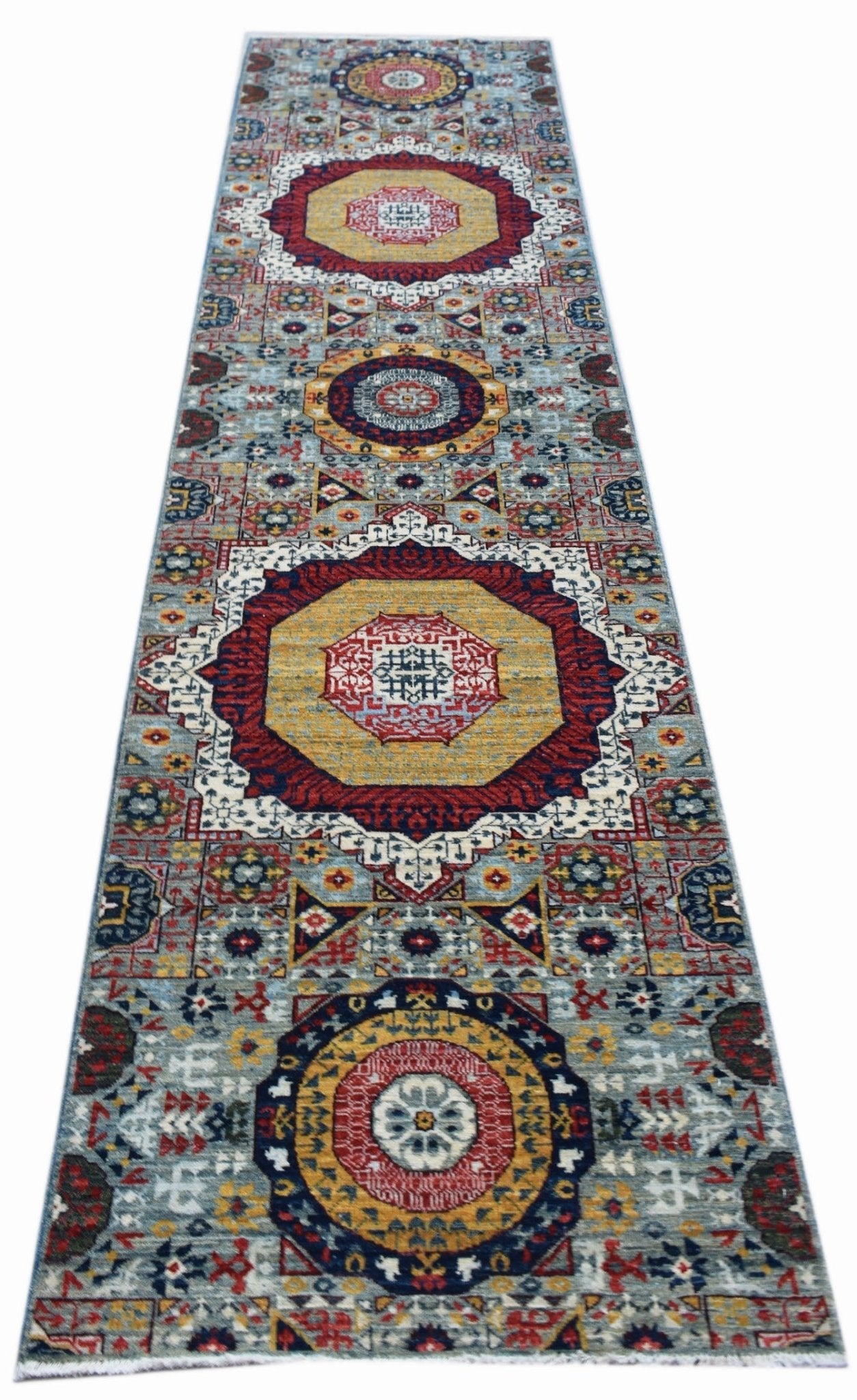 Handwoven Mamluk Chobi Hallway Runner | 297 x 75 cm | 9'9" x 2'6" - Najaf Rugs & Textile