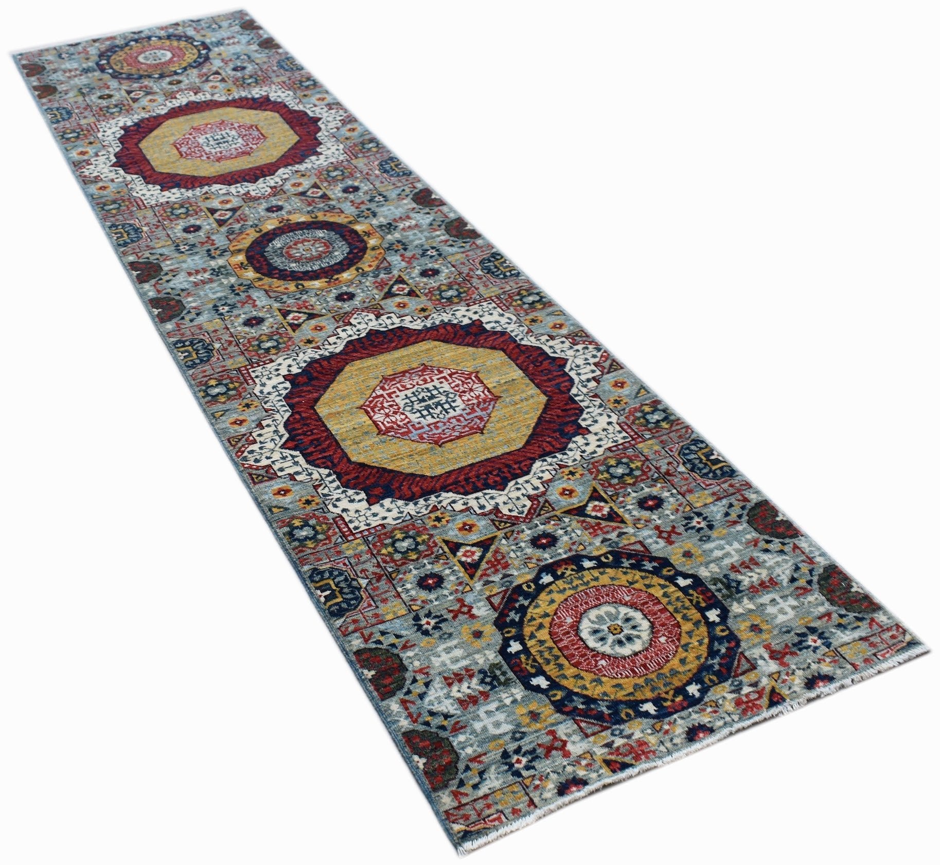 Handwoven Mamluk Chobi Hallway Runner | 297 x 75 cm | 9'9" x 2'6" - Najaf Rugs & Textile