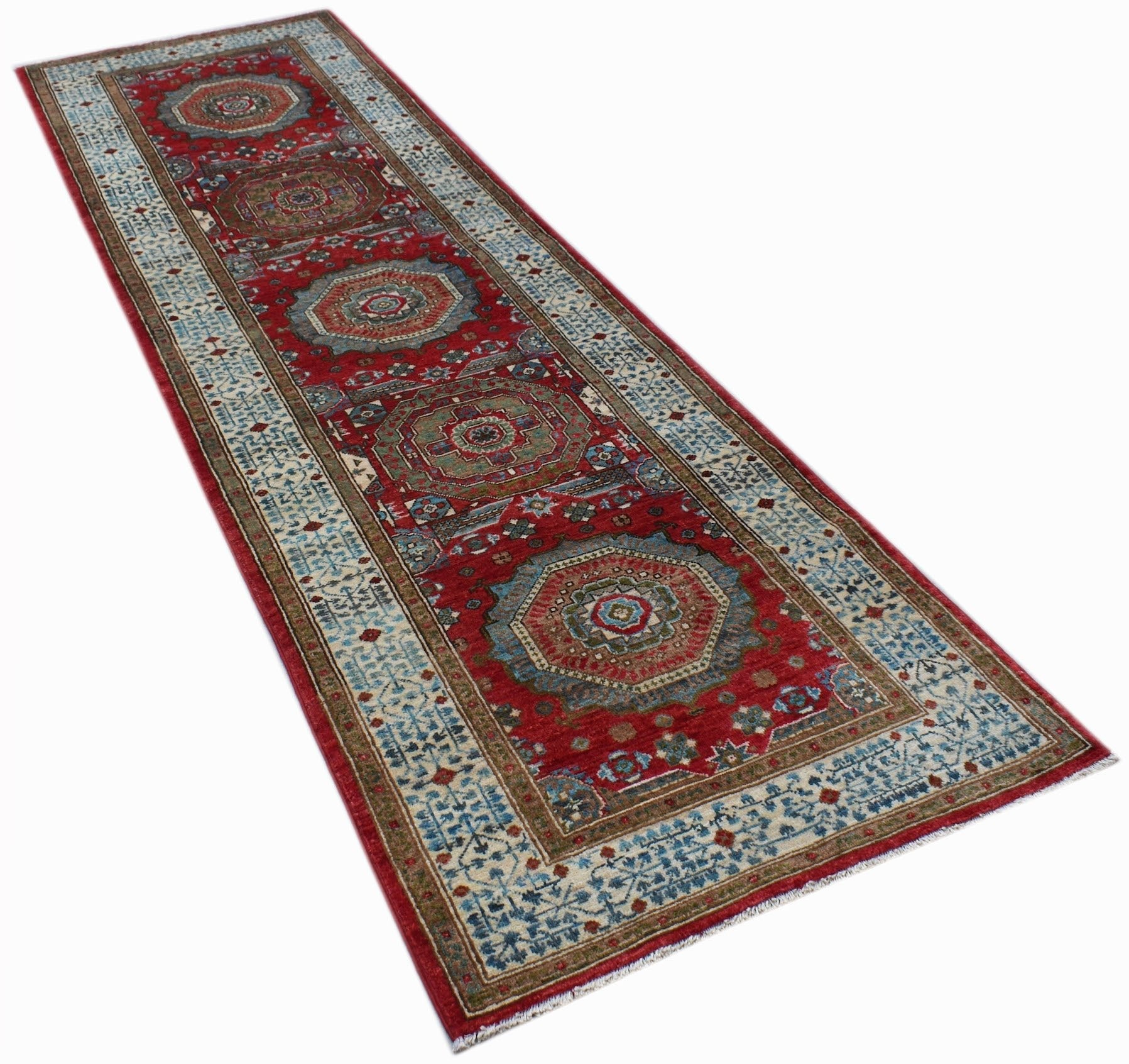 Handwoven Mamluk Chobi Hallway Runner | 306 x 88 cm | 10' x 2'10" - Najaf Rugs & Textile