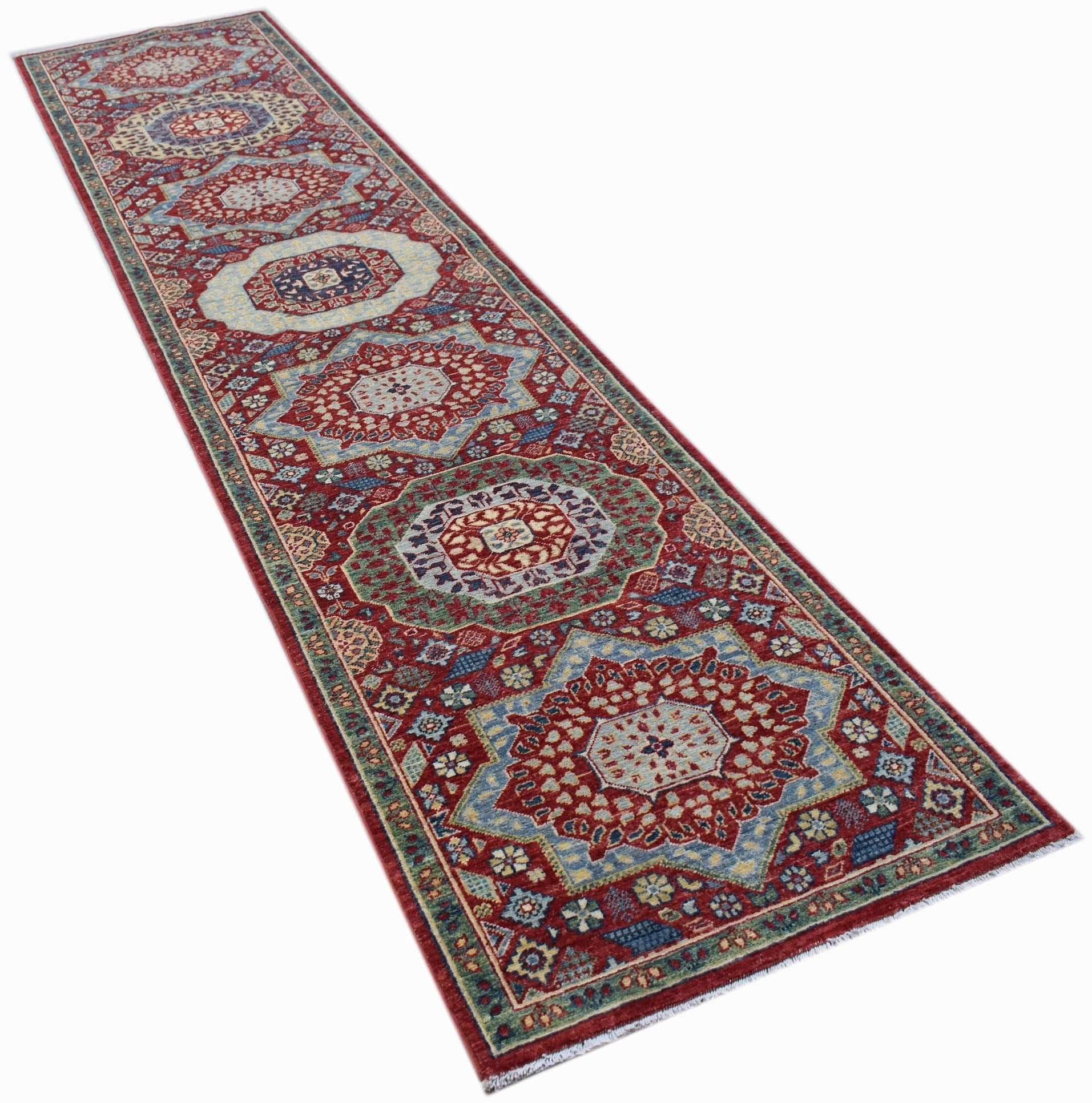 Handwoven Mamluk Chobi Hallway Runner | 352 x 80 cm | 11'7" x 2'8" - Najaf Rugs & Textile