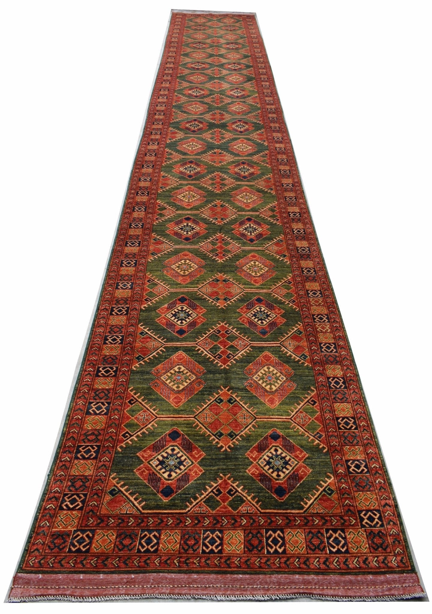 Handwoven Traditional Chobi Hallway Runner | 990 x 152 cm | 32'6" x 5' - Najaf Rugs & Textile