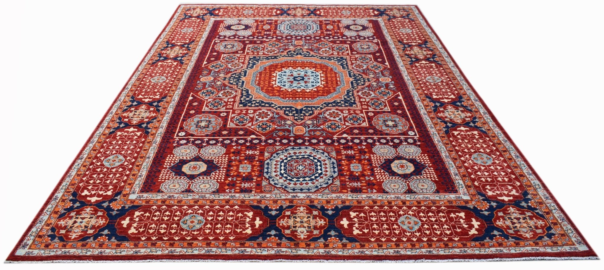 Handwoven Traditional Mamluk Chobi Rug | 380 x 272 cm | 12'6" x 8'11" - Najaf Rugs & Textile