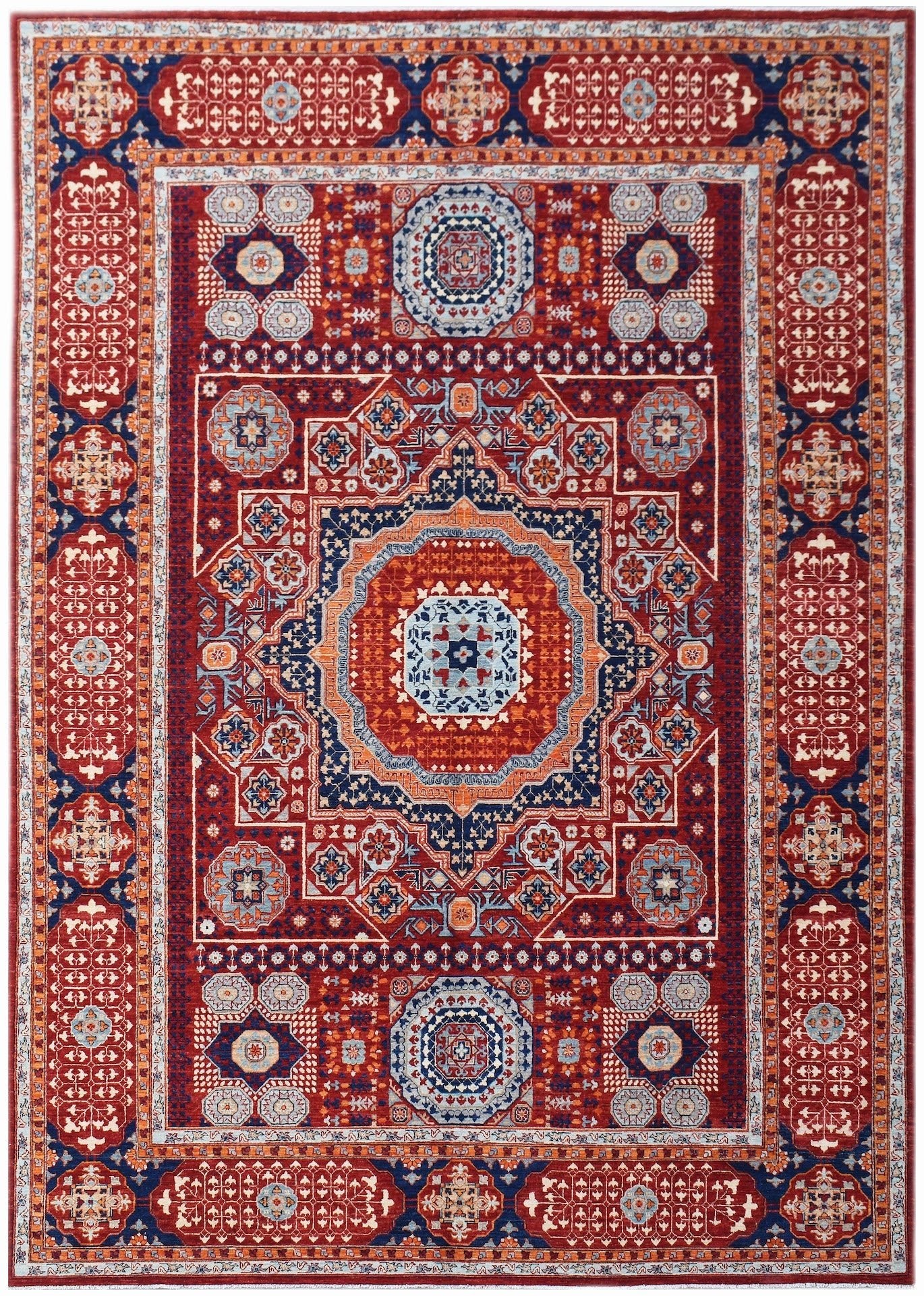 Handwoven Traditional Mamluk Chobi Rug | 380 x 272 cm | 12'6" x 8'11" - Najaf Rugs & Textile