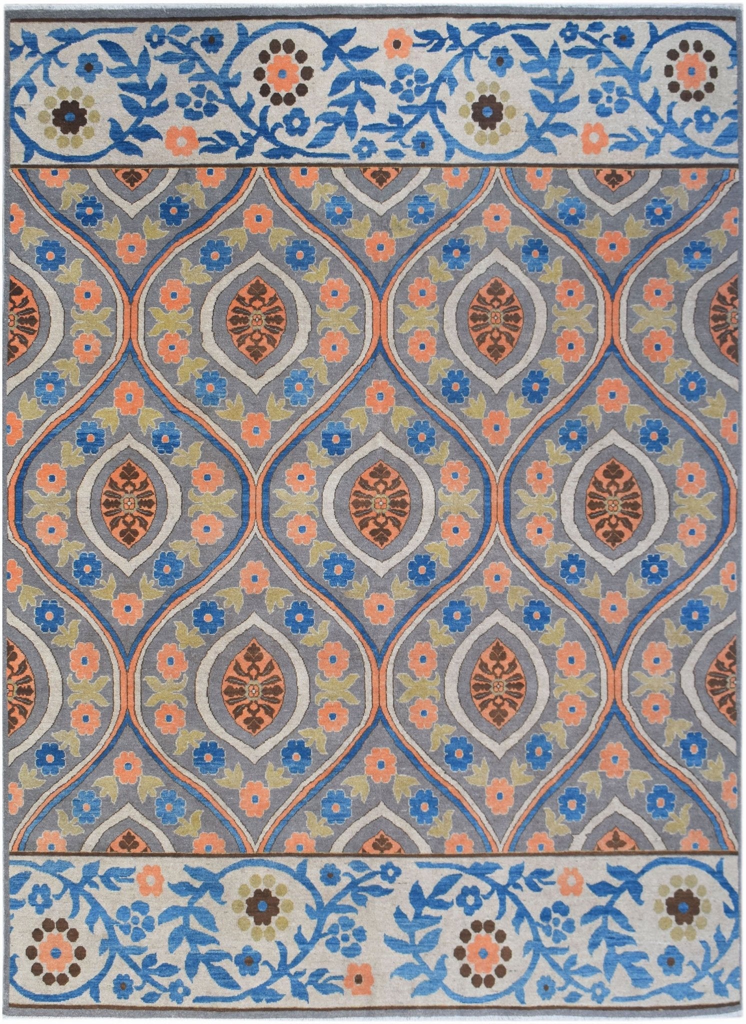 Handwoven Transitional Afghan Chobi Rug | 335 x 250 cm | 11' x 8'3" - Najaf Rugs & Textile