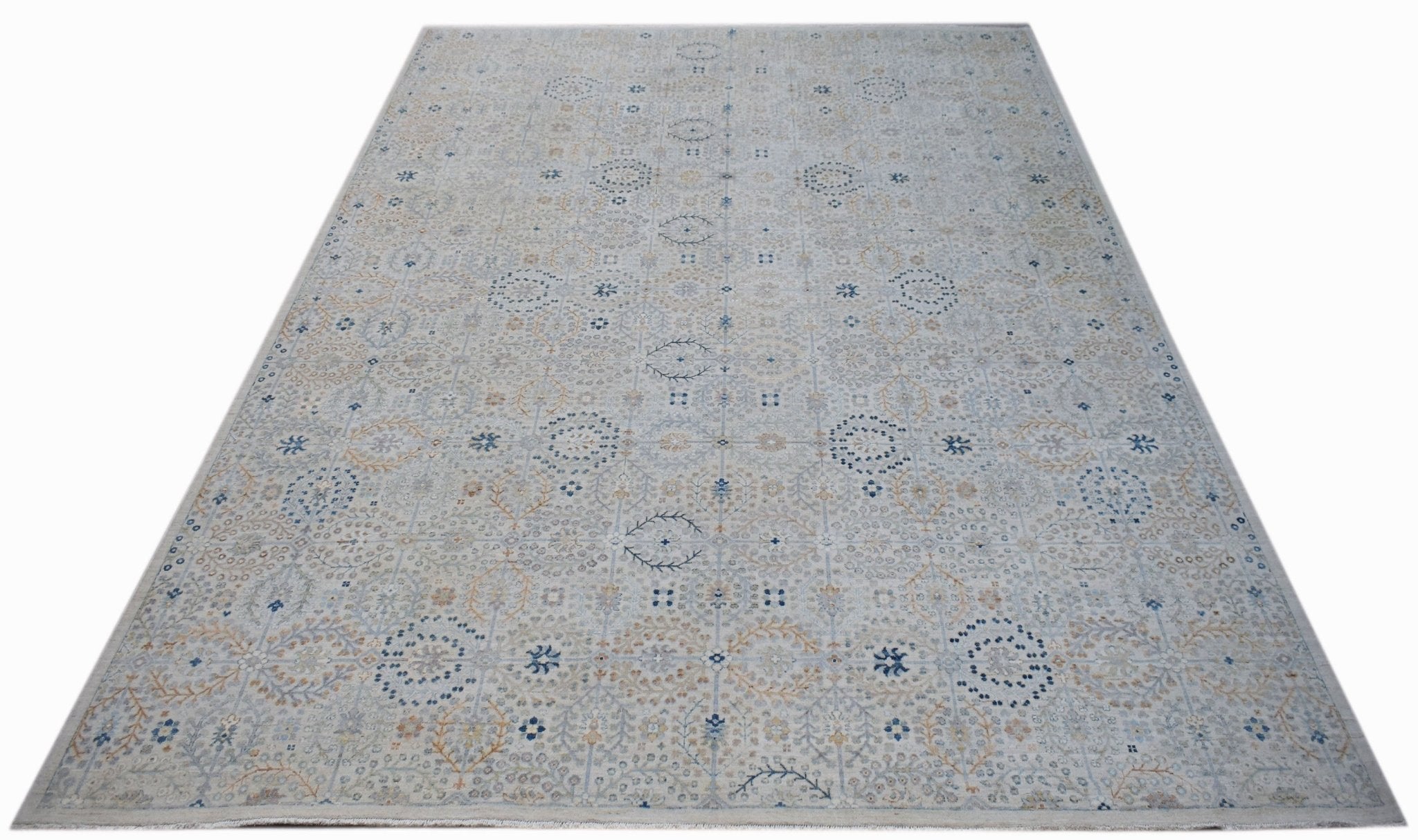 Handwoven Transitional Afghan Chobi Rug | 447 x 371 cm | 14'8" x 12'2" - Najaf Rugs & Textile