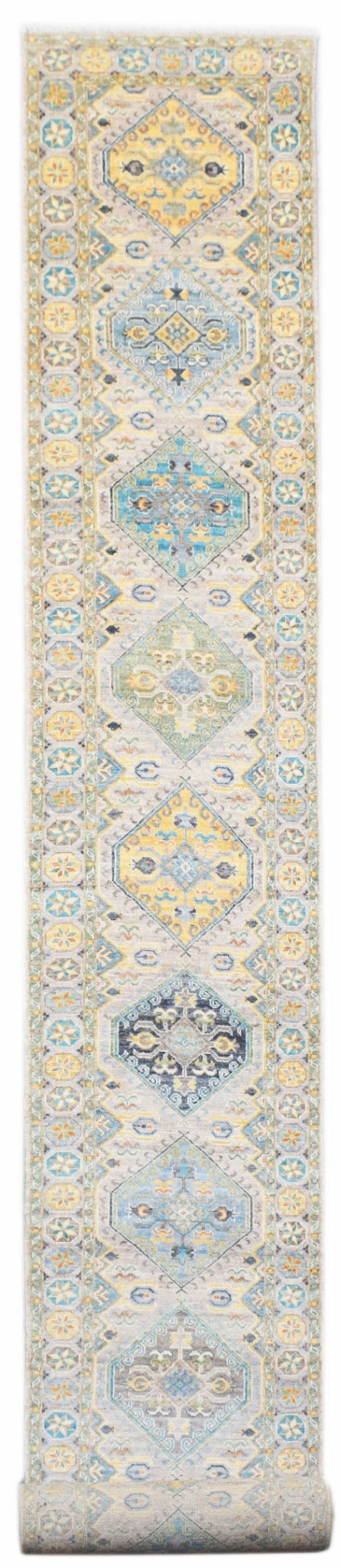 Handwoven Transitional Chobi Hallway Runner | 1034 x 80 cm | 33'11" x 2'8" - Najaf Rugs & Textile