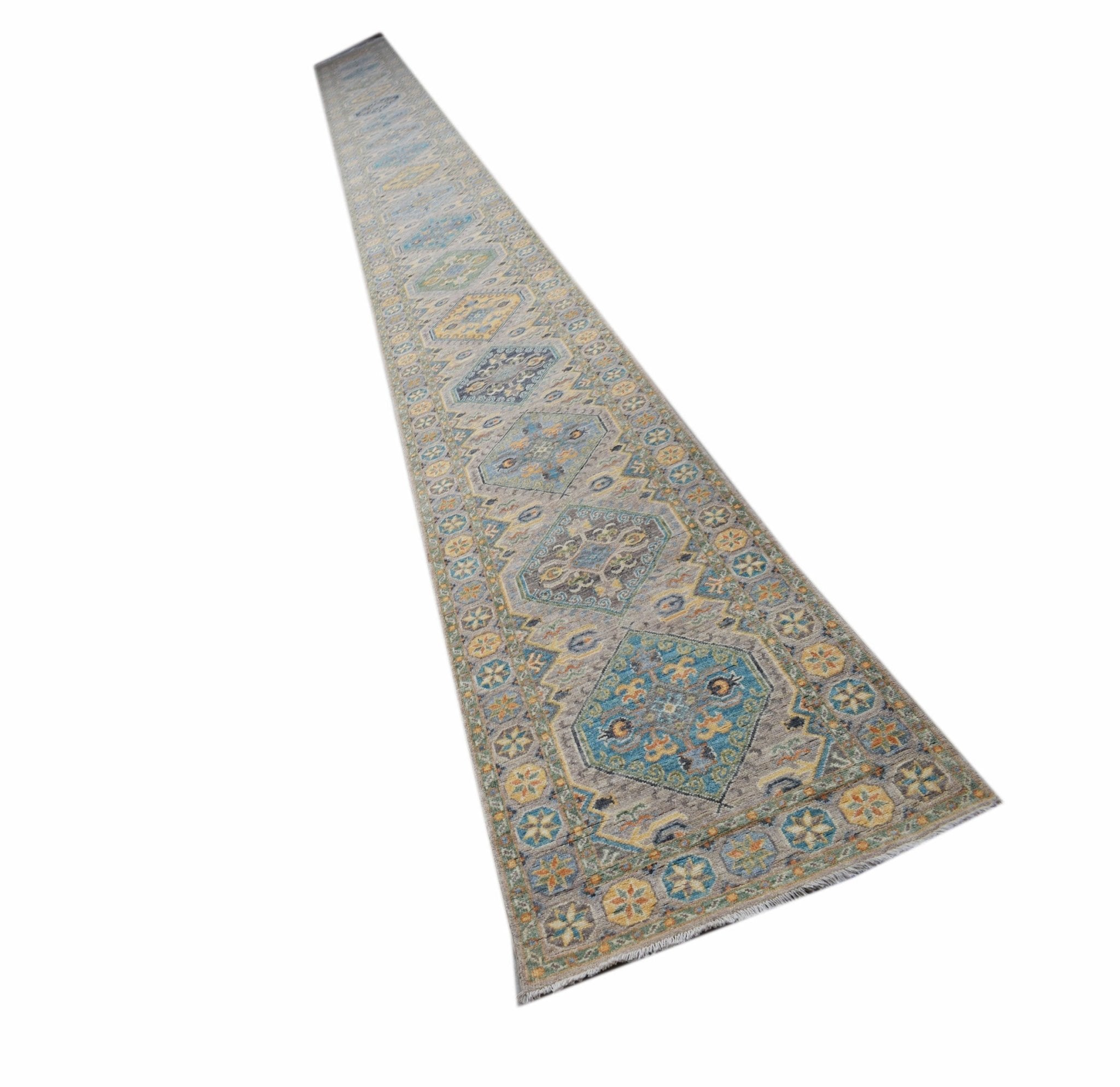 Handwoven Transitional Chobi Hallway Runner | 1034 x 80 cm | 33'11" x 2'8" - Najaf Rugs & Textile