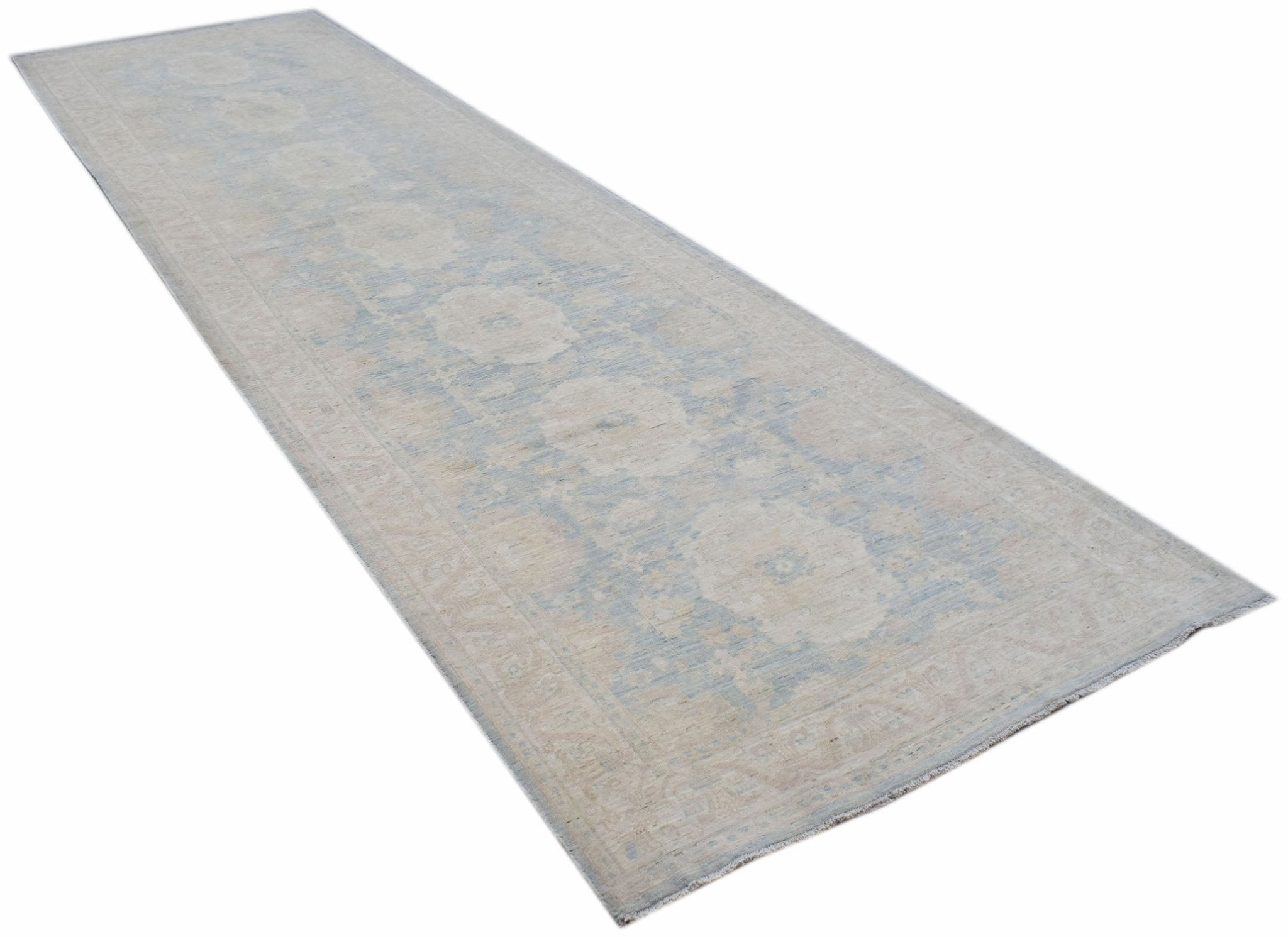 Handwoven Transitional Chobi Hallway Runner | 440 x 118 cm | 14'5" x 3'10" - Najaf Rugs & Textile