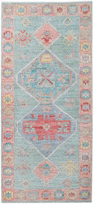 Handwoven Transitional Oushak Hallway Runner | 205 x 91 cm | 6'9" x 3' - Najaf Rugs & Textile