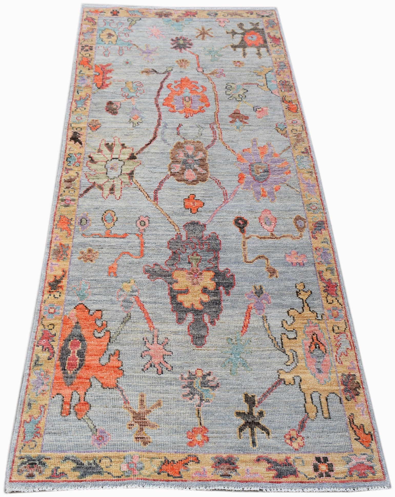 Handwoven Transitional Oushak Hallway Runner | 214 x 84 cm | 7'1" x 2'9" - Najaf Rugs & Textile