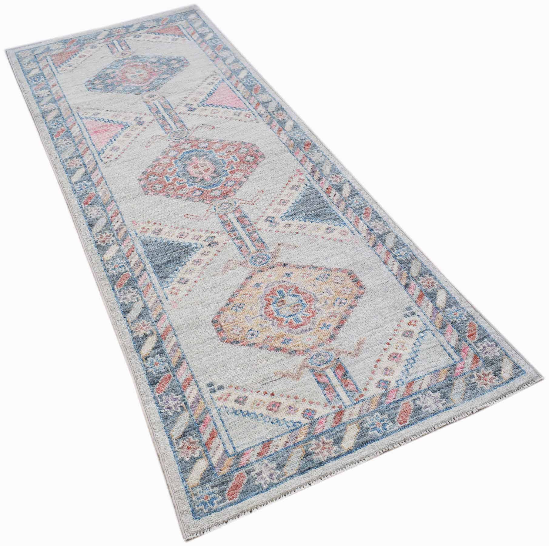 Handwoven Transitional Oushak Hallway Runner | 226 x 83 cm | 7'5" x 2'9" - Najaf Rugs & Textile