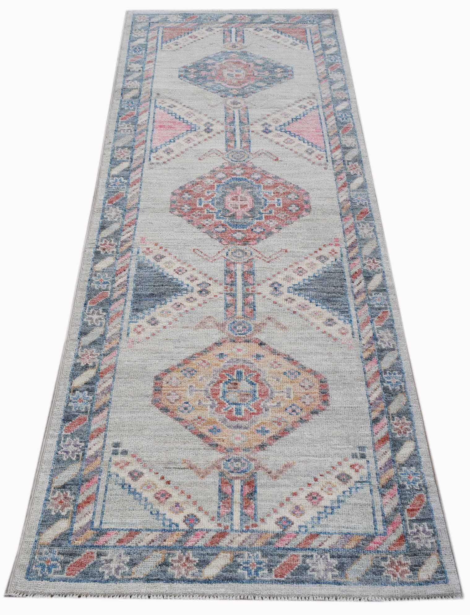 Handwoven Transitional Oushak Hallway Runner | 226 x 83 cm | 7'5" x 2'9" - Najaf Rugs & Textile