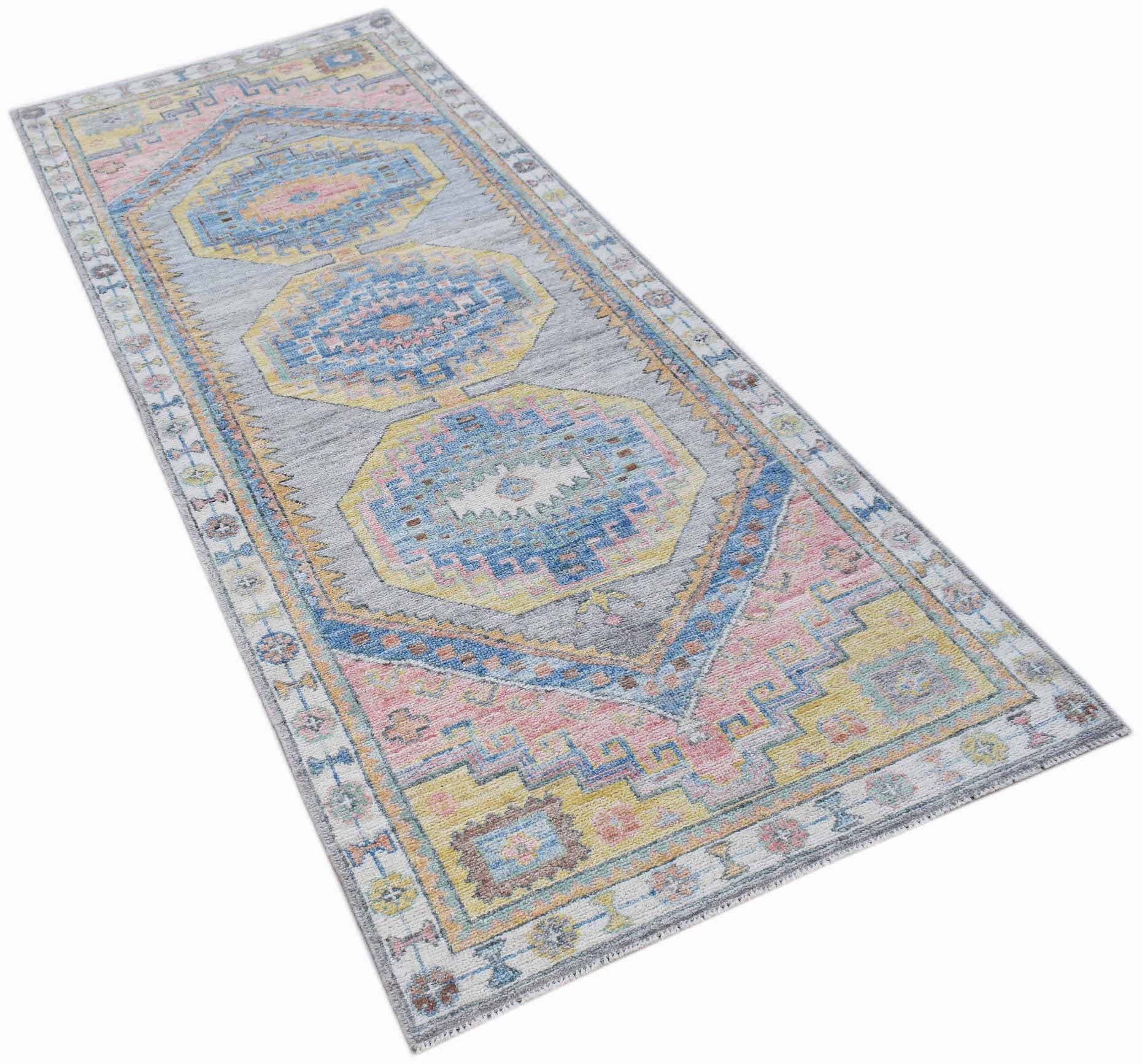 Handwoven Transitional Oushak Hallway Runner | 239 x 90 cm | 7'10" x 3' - Najaf Rugs & Textile