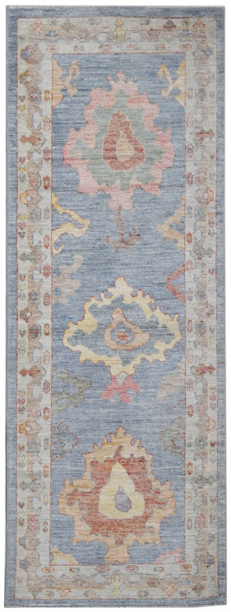 Handwoven Transitional Oushak Hallway Runner | 244 x 94 cm | 8' x 3'1" - Najaf Rugs & Textile