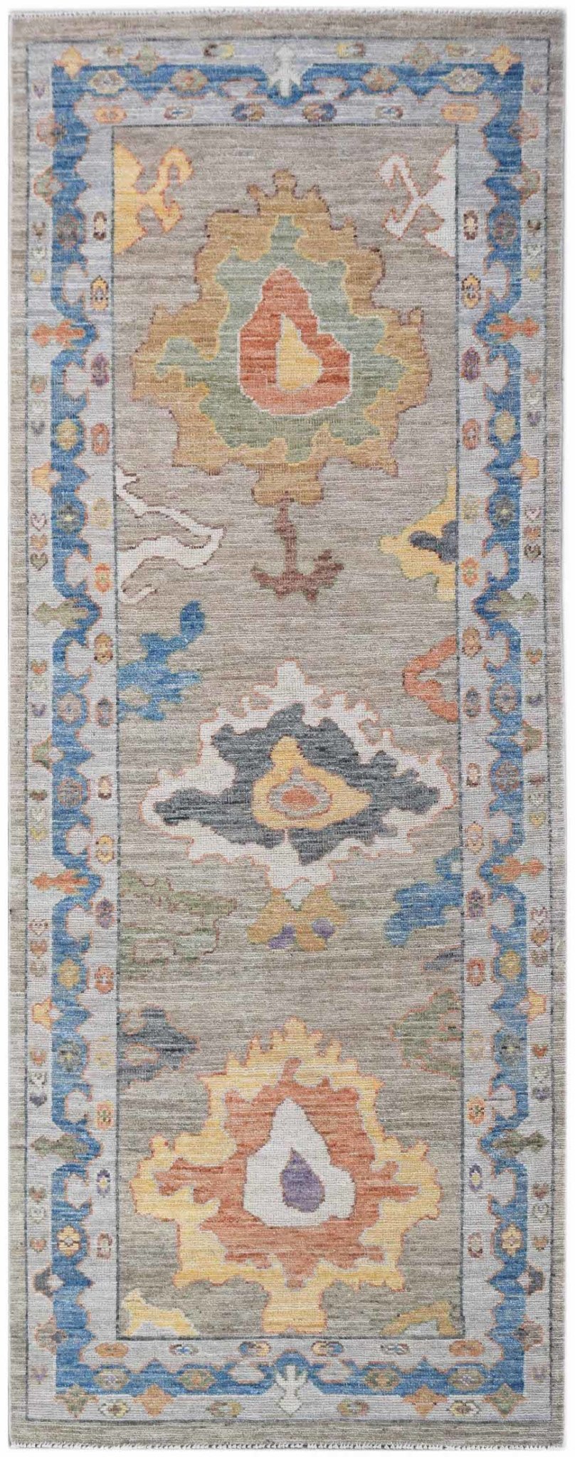 Handwoven Transitional Oushak Hallway Runner | 245 x 92 cm | 8'1" x 3' - Najaf Rugs & Textile