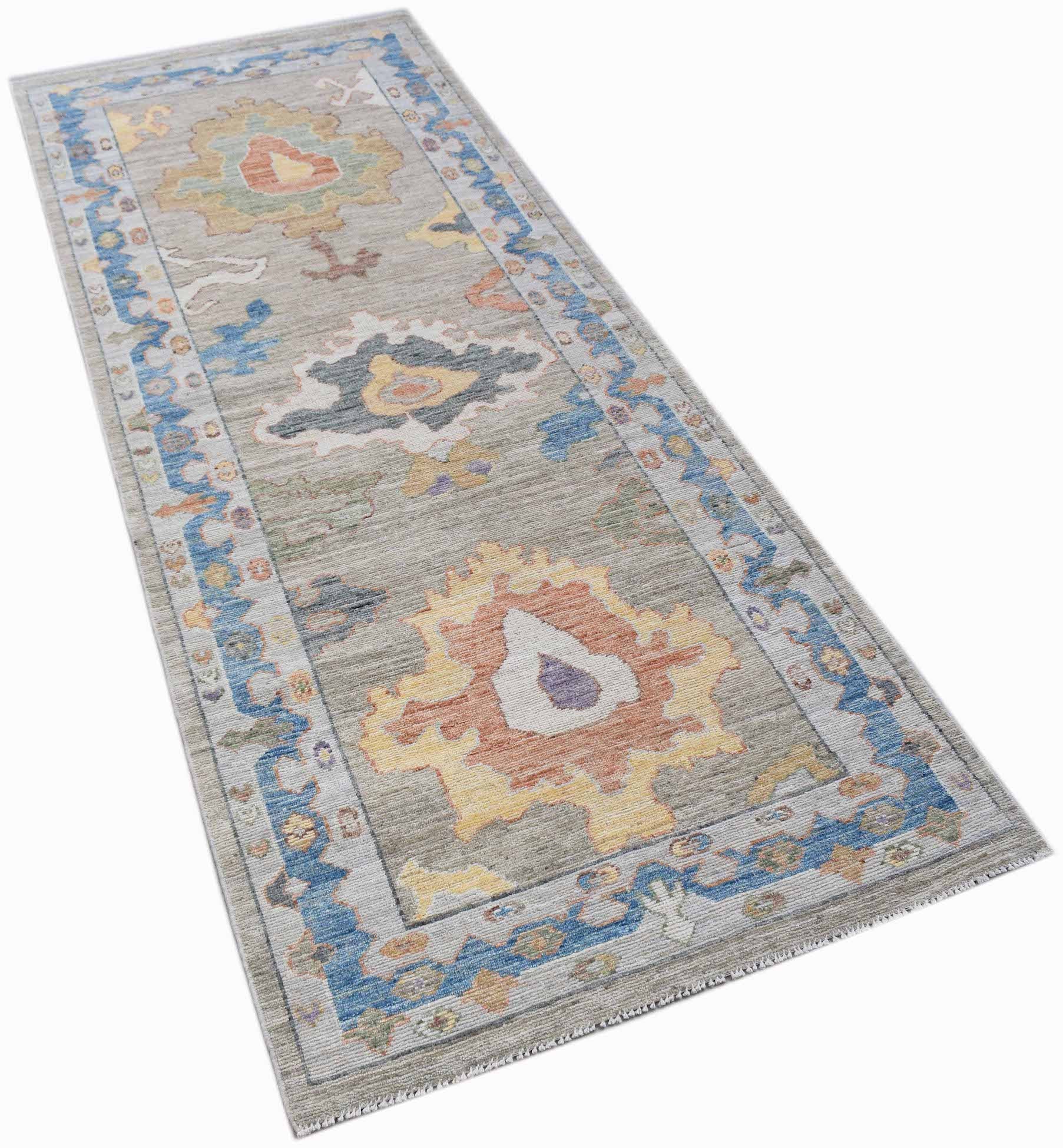 Handwoven Transitional Oushak Hallway Runner | 245 x 92 cm | 8'1" x 3' - Najaf Rugs & Textile