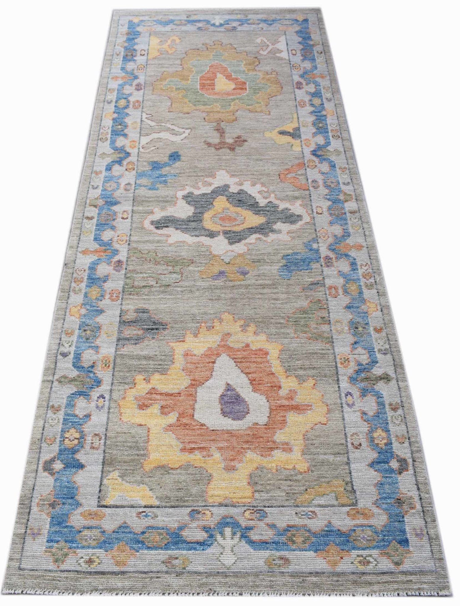 Handwoven Transitional Oushak Hallway Runner | 245 x 92 cm | 8'1" x 3' - Najaf Rugs & Textile