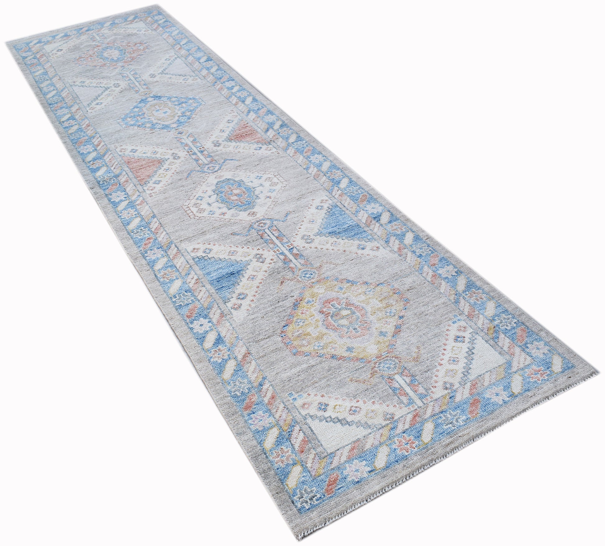 Handwoven Transitional Oushak Hallway Runner | 290 x 82 cm | 9'6" x 2'8" - Najaf Rugs & Textile