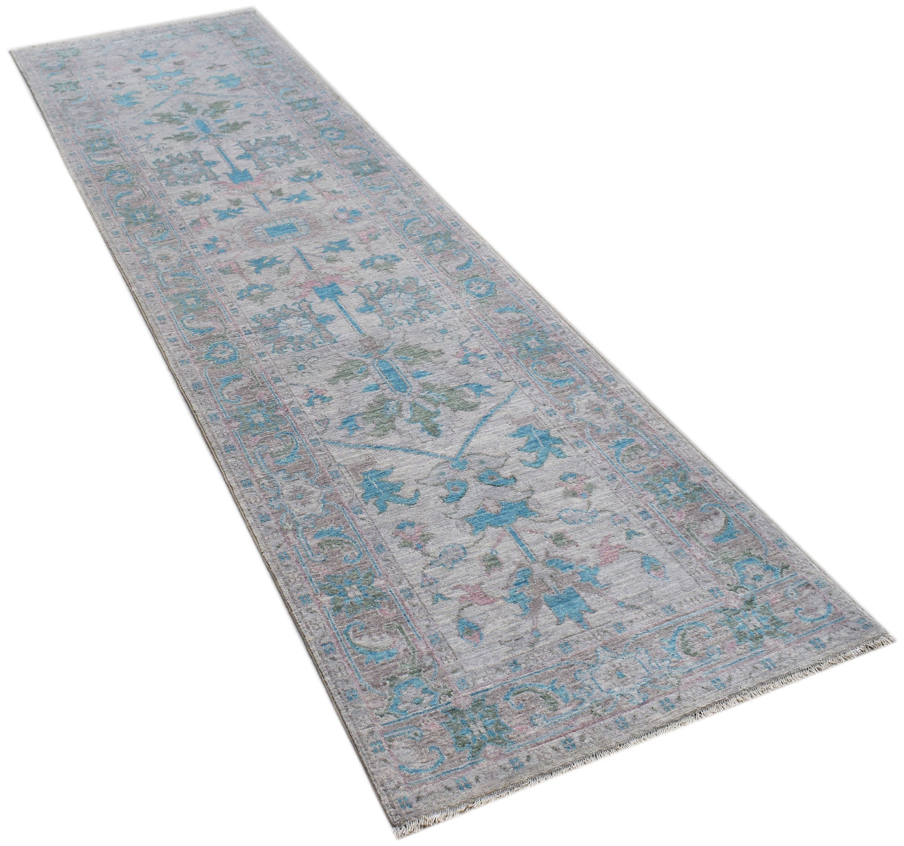 Handwoven Transitional Oushak Hallway Runner | 296 x 81 cm | 9'9" x 2'8" - Najaf Rugs & Textile