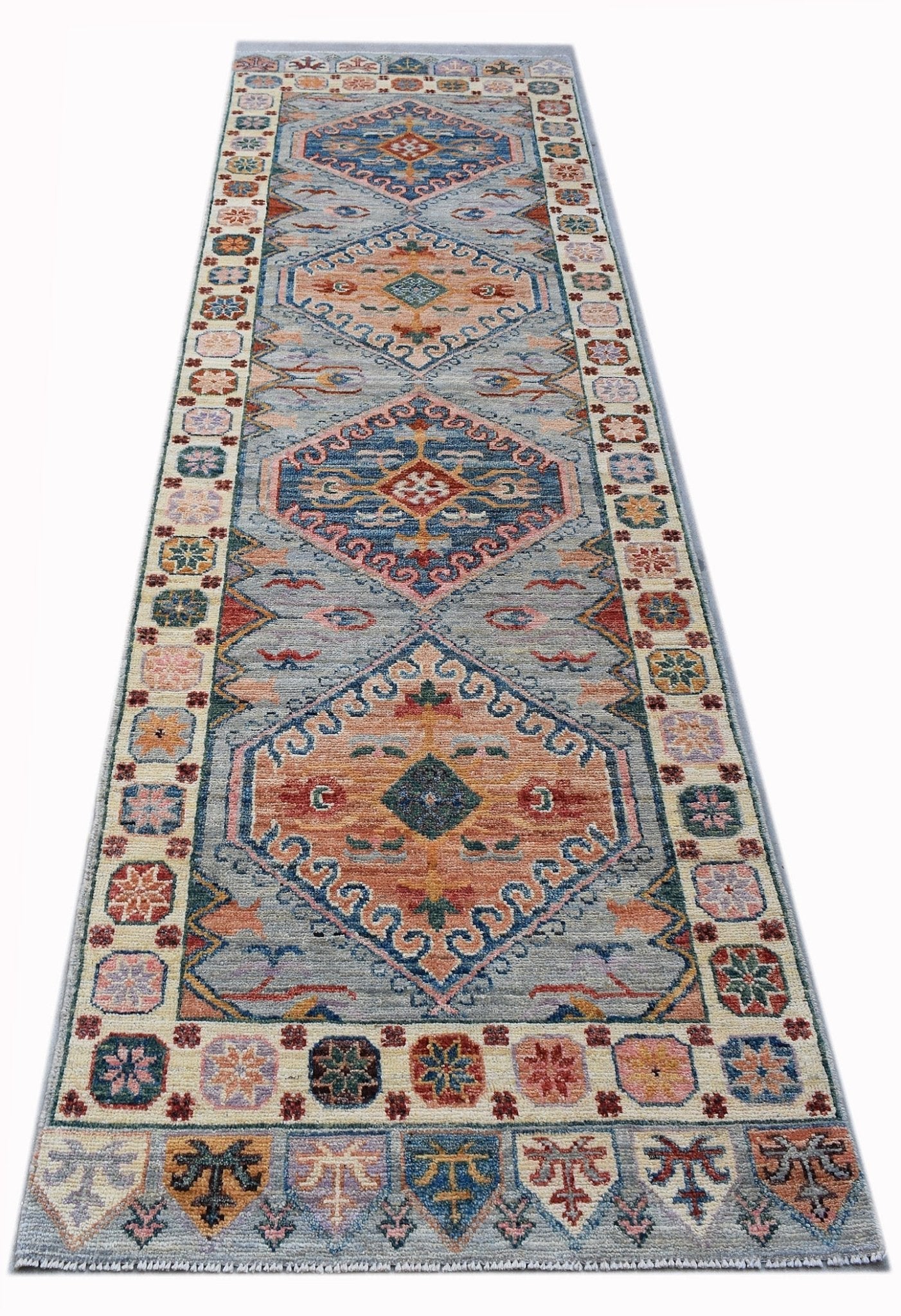 Handwoven Transitional Oushak Hallway Runner | 297 x 88 cm | 9'9" x 2'11" - Najaf Rugs & Textile