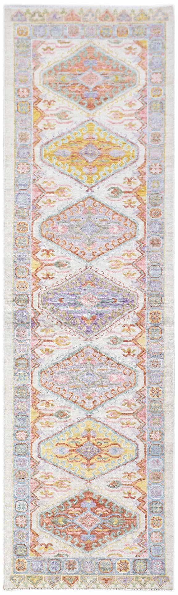 Handwoven Transitional Oushak Hallway Runner | 301 x 83 cm | 9'11" x 2'9" - Najaf Rugs & Textile