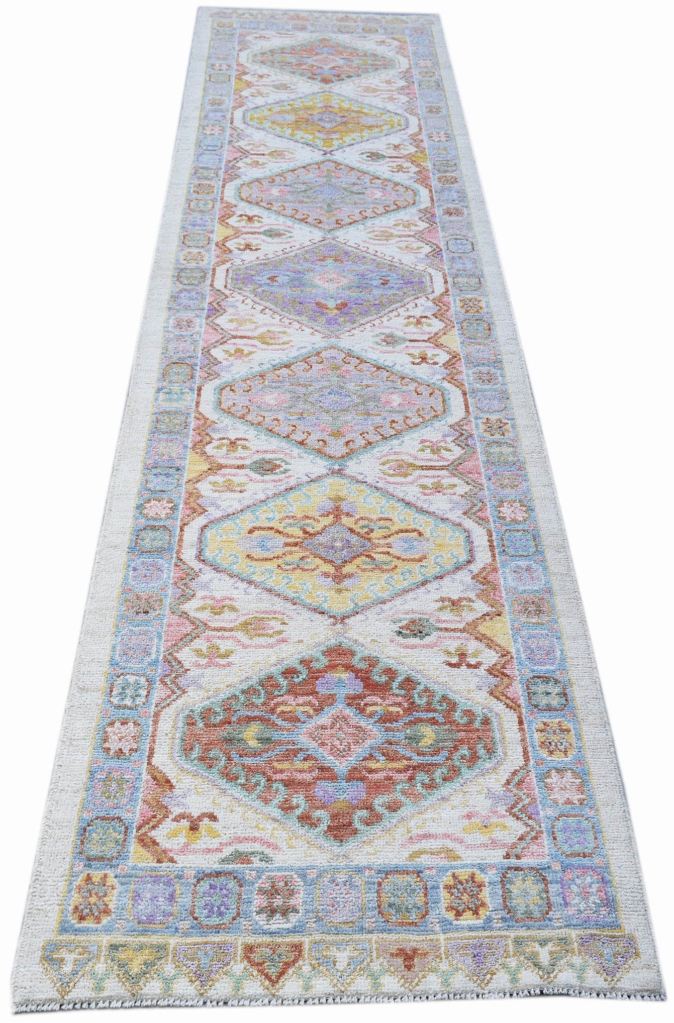 Handwoven Transitional Oushak Hallway Runner | 301 x 83 cm | 9'11" x 2'9" - Najaf Rugs & Textile