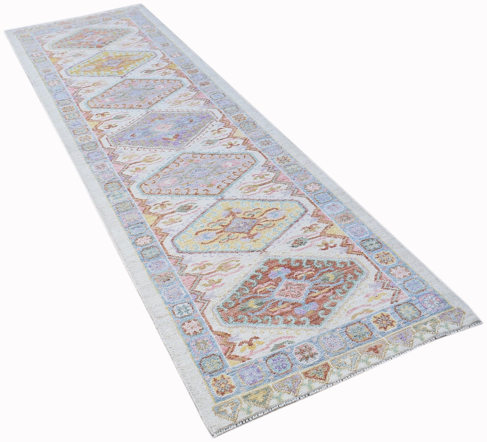 Handwoven Transitional Oushak Hallway Runner | 301 x 83 cm | 9'11" x 2'9" - Najaf Rugs & Textile