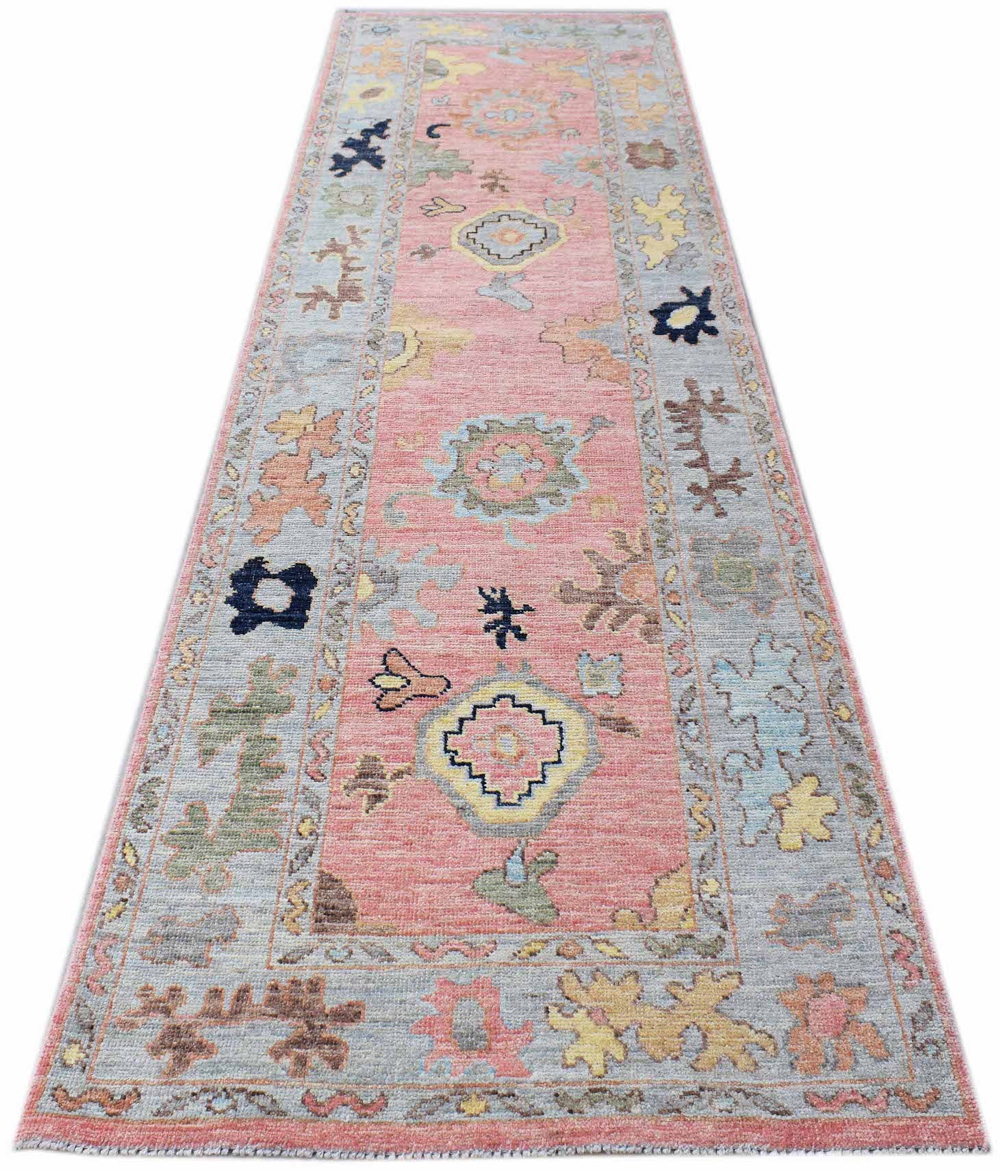 Handwoven Transitional Oushak Hallway Runner | 307 x 92 cm | 10'1" x 3' - Najaf Rugs & Textile