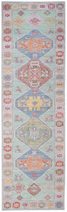 Handwoven Transitional Oushak Hallway Runner | 366 x 92 cm | 12' x 3' - Najaf Rugs & Textile