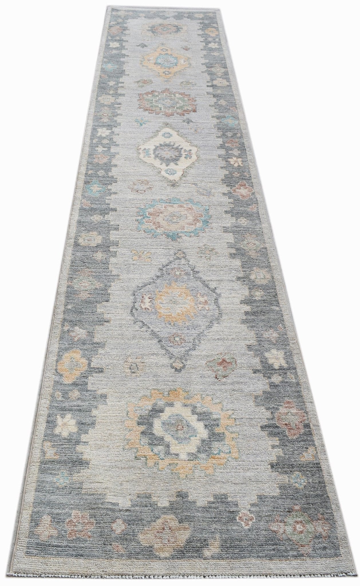 Handwoven Transitional Oushak Hallway Runner | 368 x 77 cm | 12'1" x 2'6" - Najaf Rugs & Textile