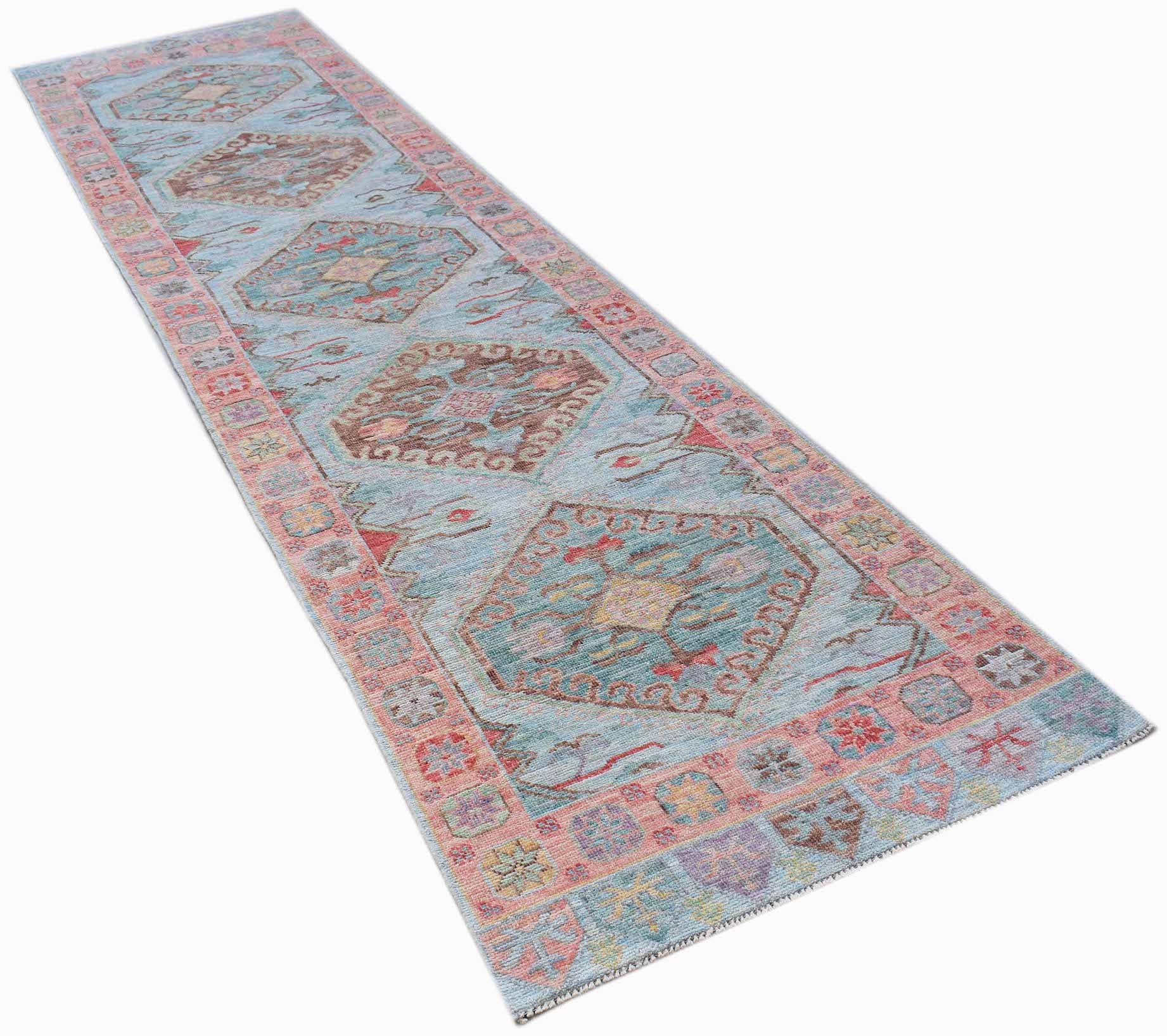 Handwoven Transitional Oushak Hallway Runner | 369 x 89 cm | 12'1" x 2'11" - Najaf Rugs & Textile