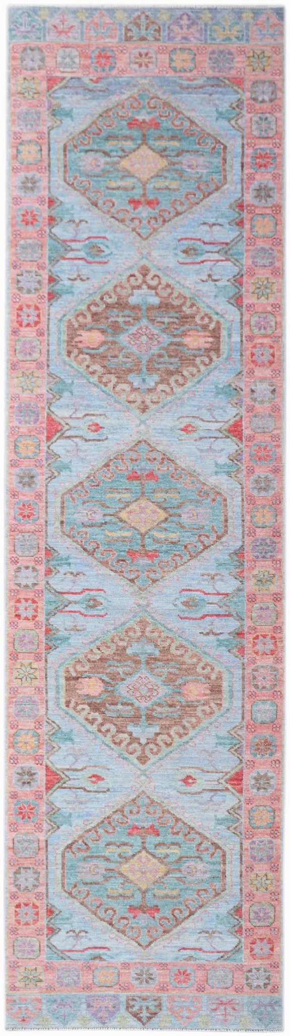 Handwoven Transitional Oushak Hallway Runner | 370 x 92 cm | 12'2" x 3' - Najaf Rugs & Textile